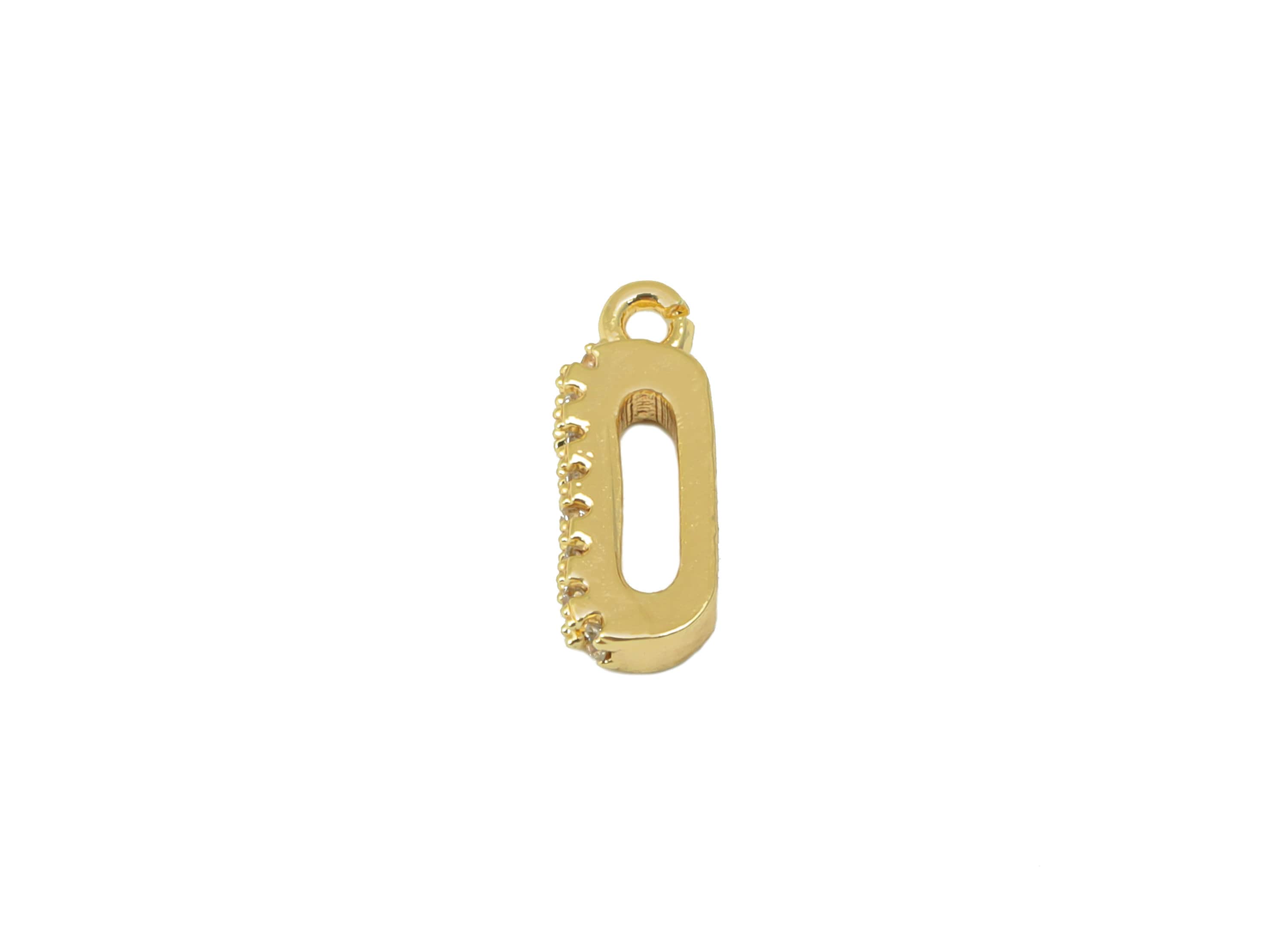Brass Semi Ellipse Charm - Brass Cubic Zirconia Pendant - Sawtooth Earring CZ For Necklace - 18K Real Gold Plated -11x4.06x 1.55mm - RGP4349 - DOMEDBAZAAR
