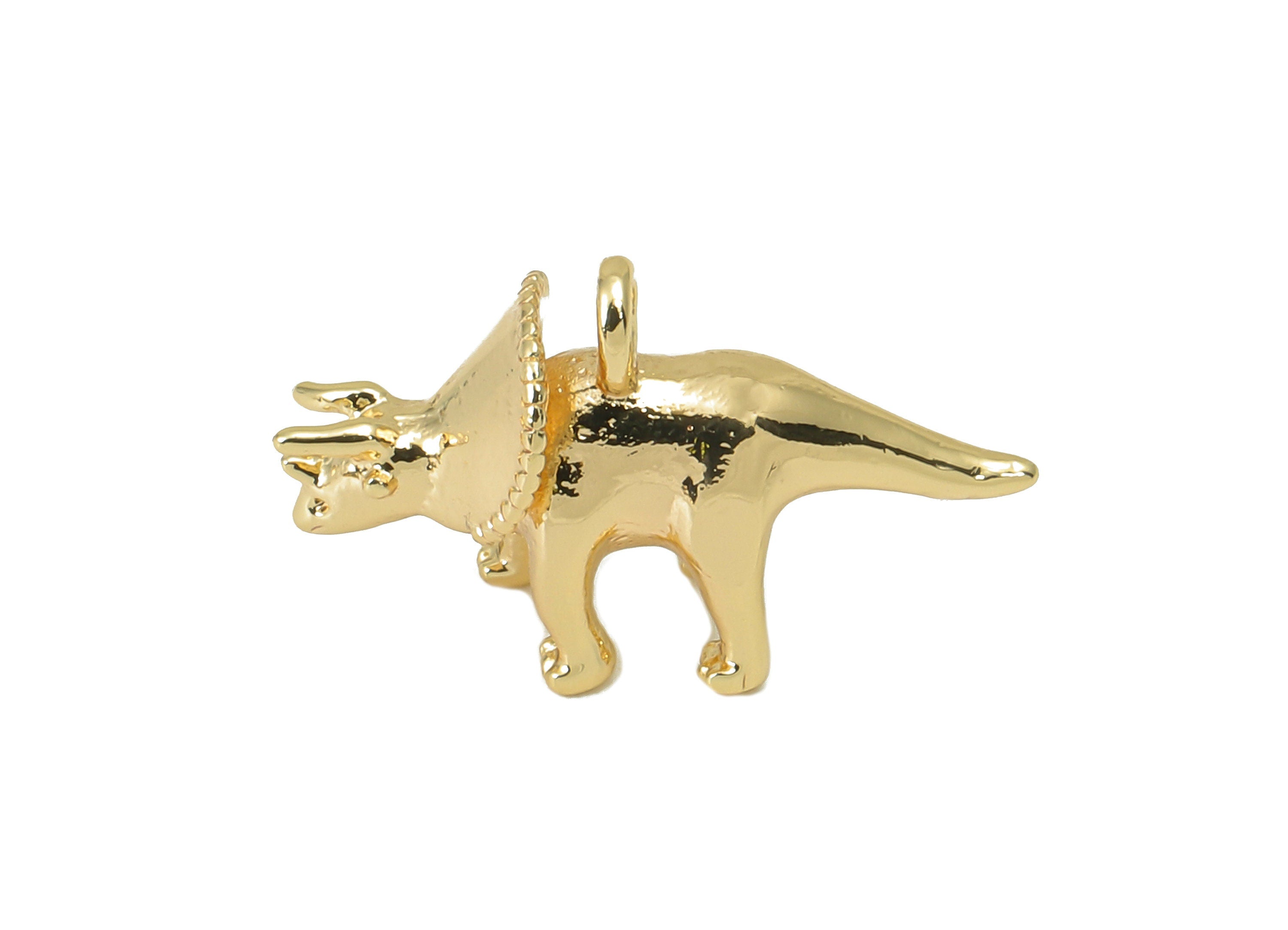 Brass Dinosaur Earring Charm - Brass Diplodocus Charm - Brass Animal Pendant - 18K Real Gold Plated - 17.34 x 10.58 x 5.65mm - RGP5960 - DOMEDBAZAAR