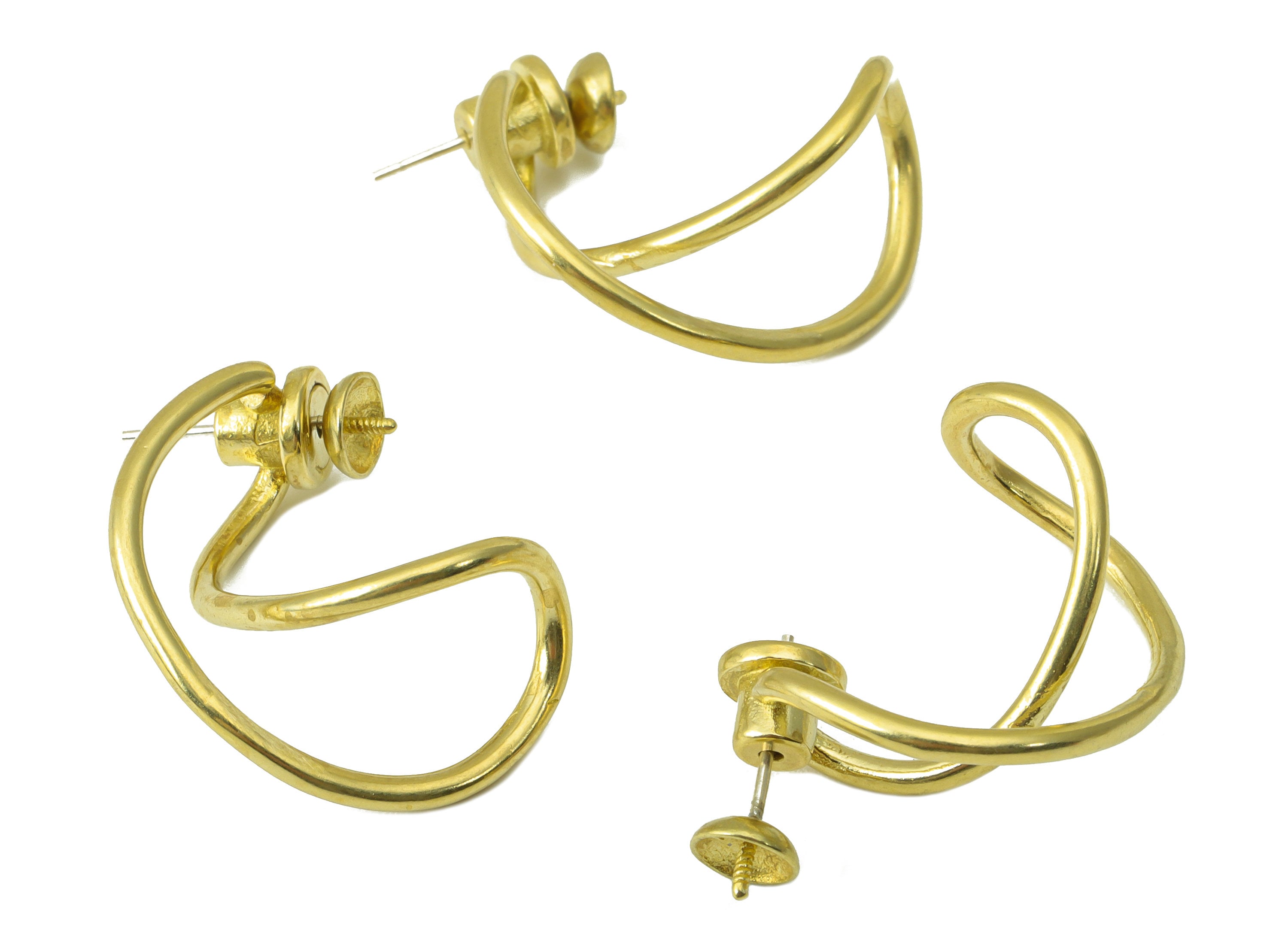 Brass Infinity Earrings Stud - Raw Brass Earring Post -Brass Wire Earring for Pearl - Brass Stud -Jewelry Supplies -22.33x18.98x2mm - PP8416 - DOMEDBAZAAR