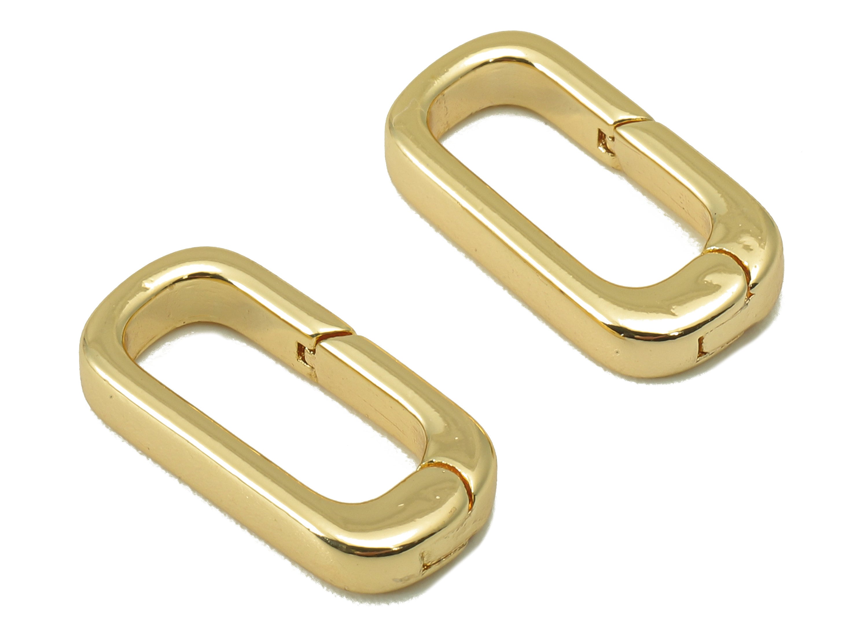 Brass Oval Rectangle Clasp - Brass Thick Hoop Clasp - Brass Hoop Clasp- 18K Real Gold Plated -Jewelry Making - 16.4x8.25x1.49mm- RGP5996 - DOMEDBAZAAR