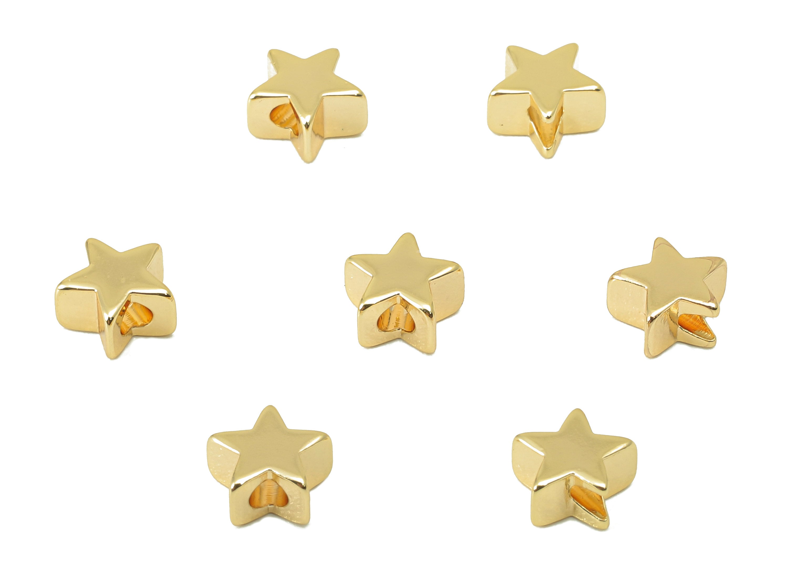 Brass Star Spacer Bead -Brass Cubic Star Charm -Brass Semi Star Pendant- For Necklace - 18K Real Gold Plated - 5.46x5.46x 3.17mm-RGP6049 - DOMEDBAZAAR