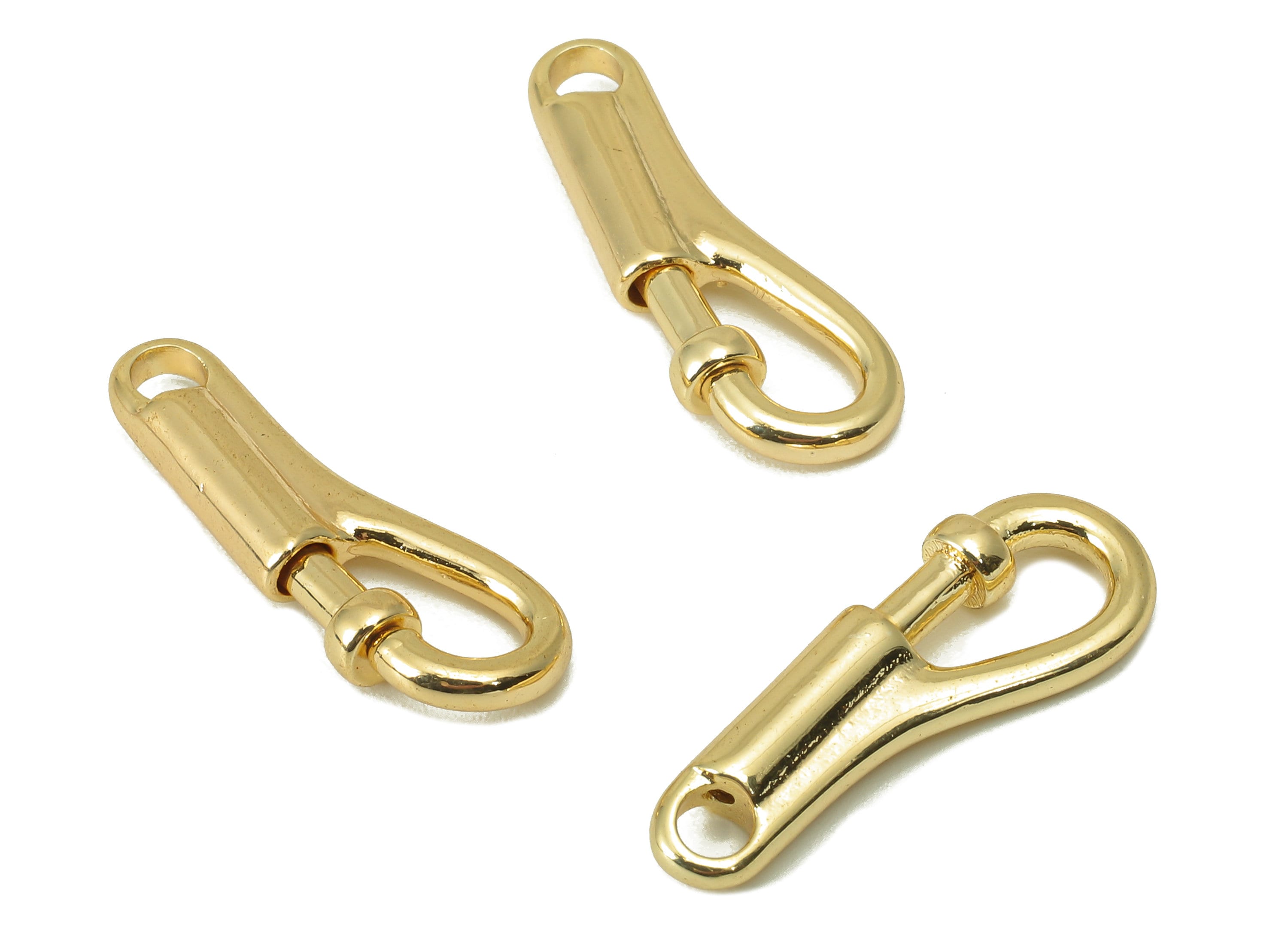 Brass Lobster Claw - Brass Long Clasp Charm -Brass Parrot Clasps- For Necklace - 18K Real Gold Plated - 22.31x7.34x 3.28mm-RGP6082 - DOMEDBAZAAR