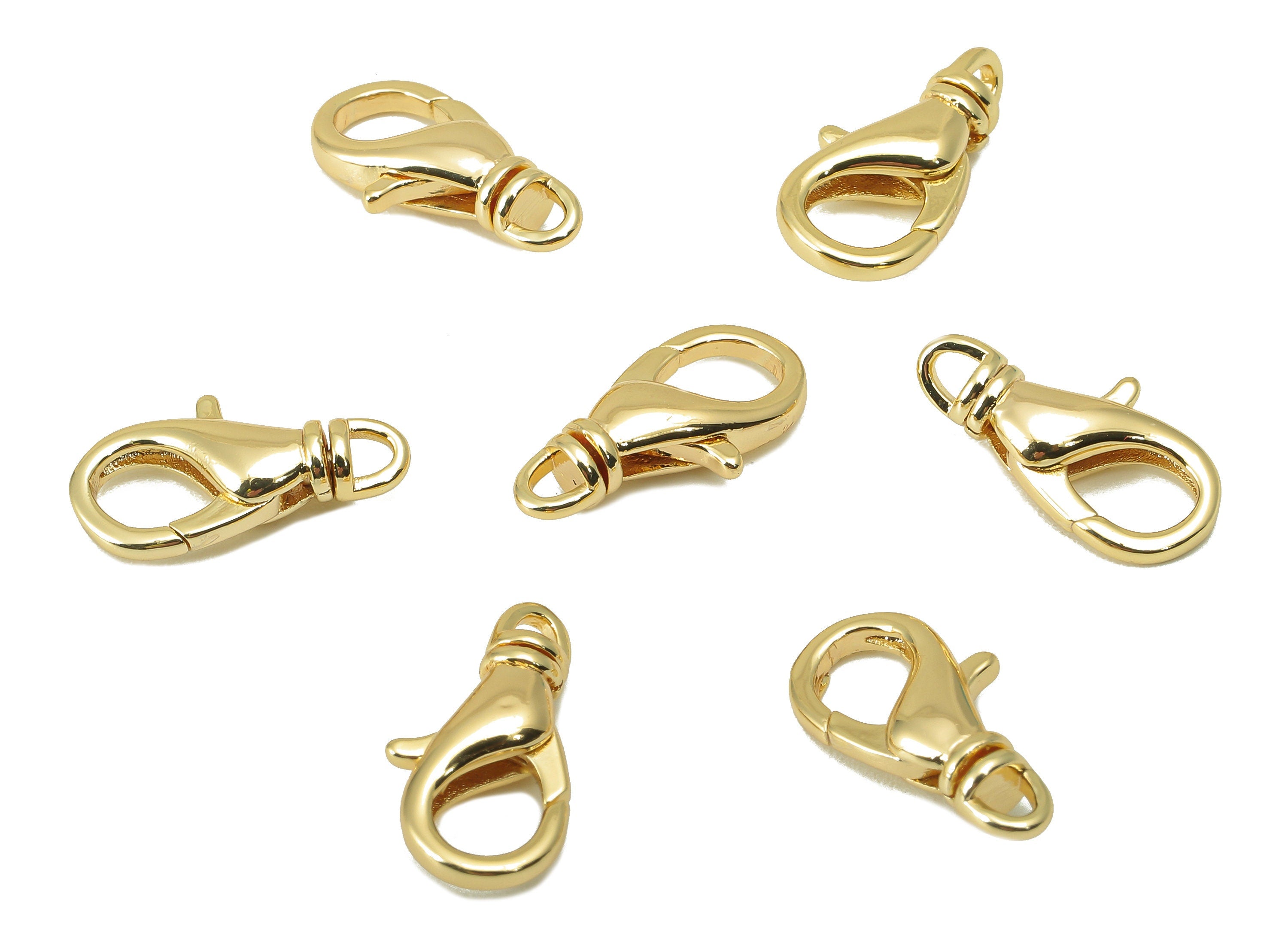 Brass Lobster Claw Clasps - Brass Parrot Clasp -Jewelry Supplies -For Necklace - 18K Real Gold Plating Brass - 15.64x 7.82x 3.97mm-RGP6086 - DOMEDBAZAAR