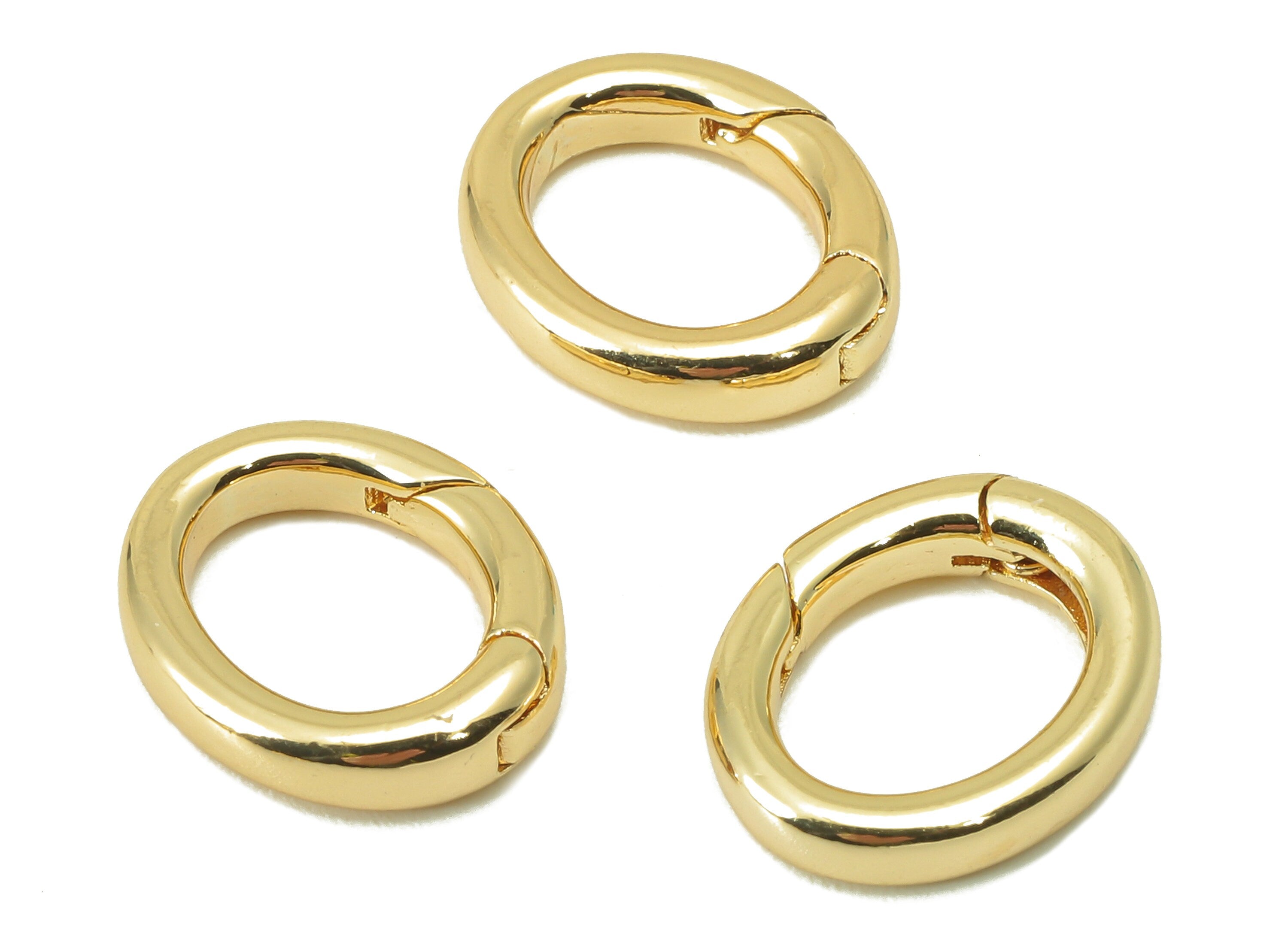 Brass Round Clasp - Brass Gold Hoop Clasp - Brass Circle Hoop Clasp- 18K Real Gold Plated -Jewelry Making - 13.49x 11.31 x 2.59mm - RGP6108 - DOMEDBAZAAR