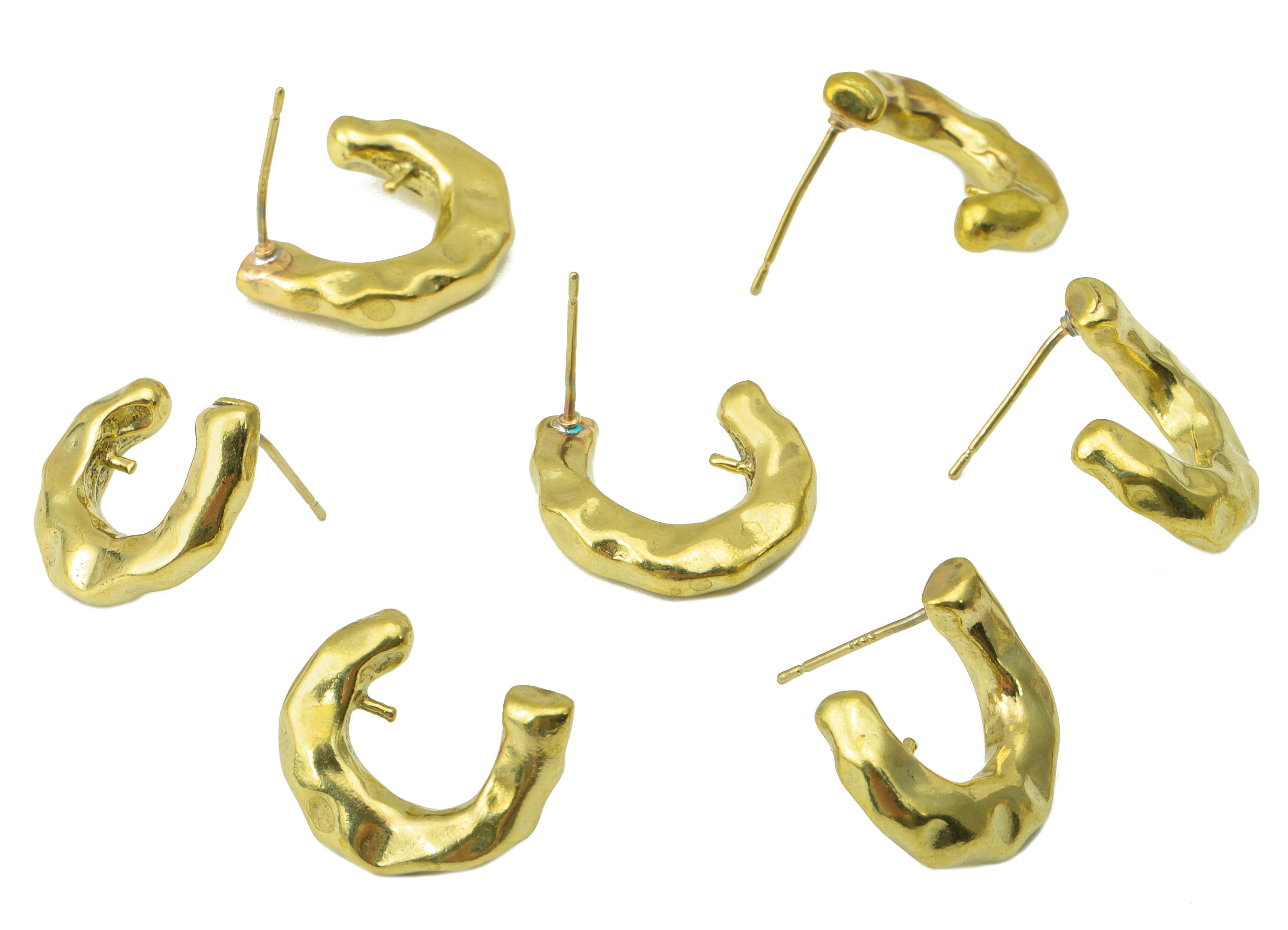 Brass Horseshoe Earring - Raw Brass Open Hoop Earring Stud - Thick Hoop Stud For Pearl - Jewelry Supplies - 19.11x15.65x3.31mm-PP8419 - DOMEDBAZAAR