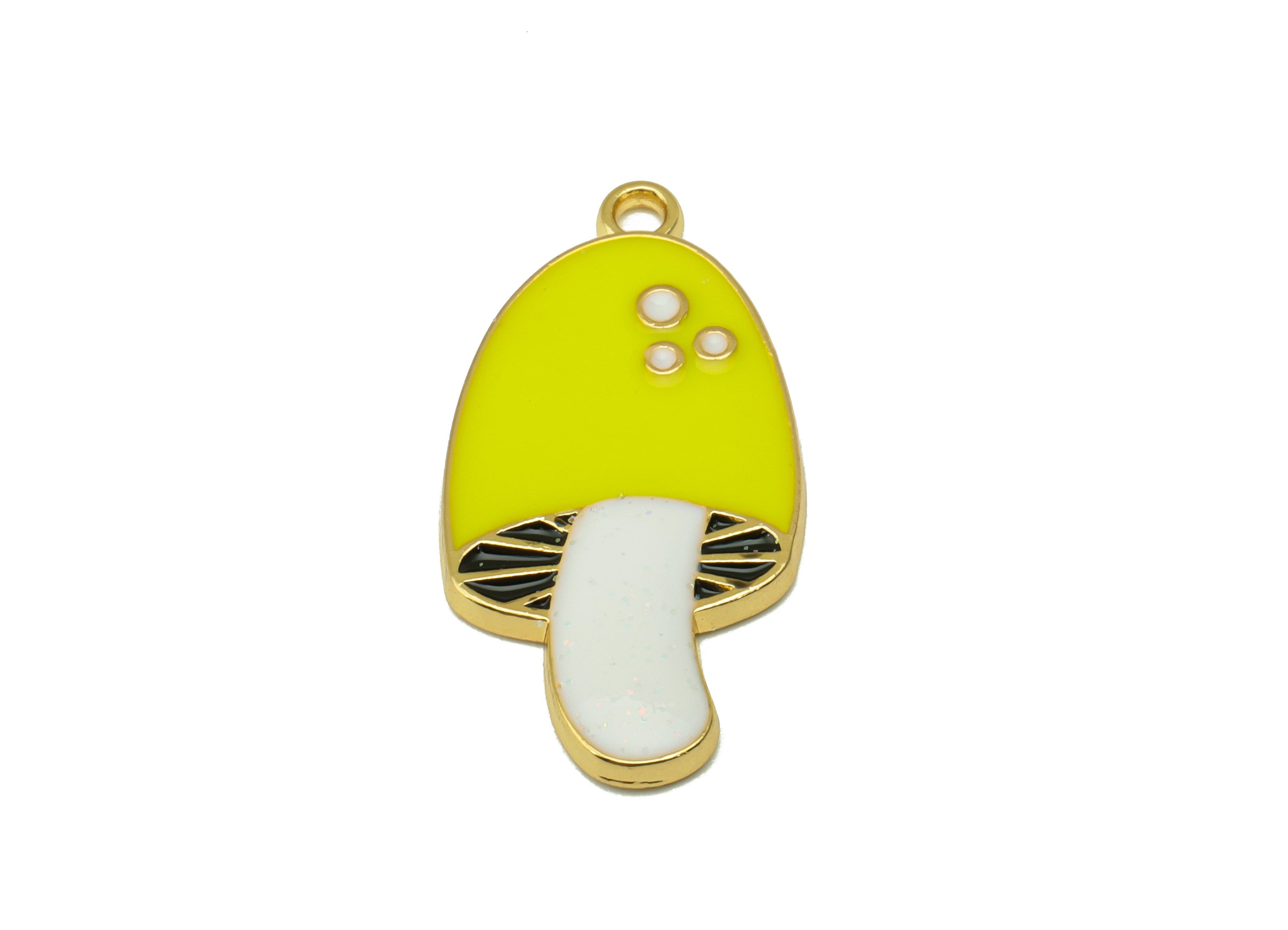 Alloy Mushroom Charms - Zinc Alloy Yellow Mushroom Earring - Bracelet Pendant - Enamel Pendant - Gold Tone Plated - 28.8x15x 1.97mm- ZZ2033 - DOMEDBAZAAR