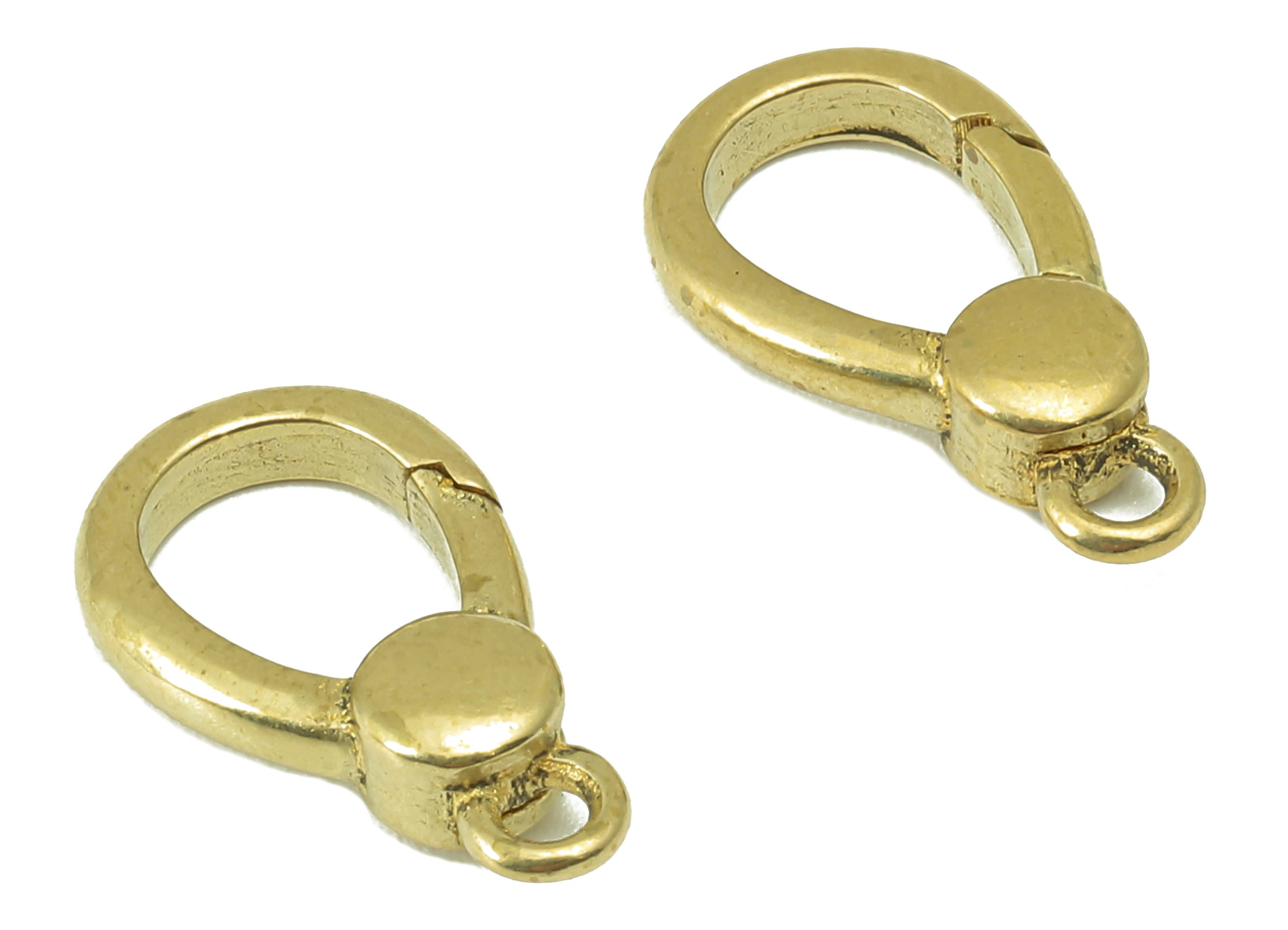 Brass Oval Lobster Clasp -Raw Brass Drop Clasp with Loop - Parrot Clasp - Jewelry Making - For Necklace -15.96 x 8.99 x 1.98mm- PP8301 - DOMEDBAZAAR
