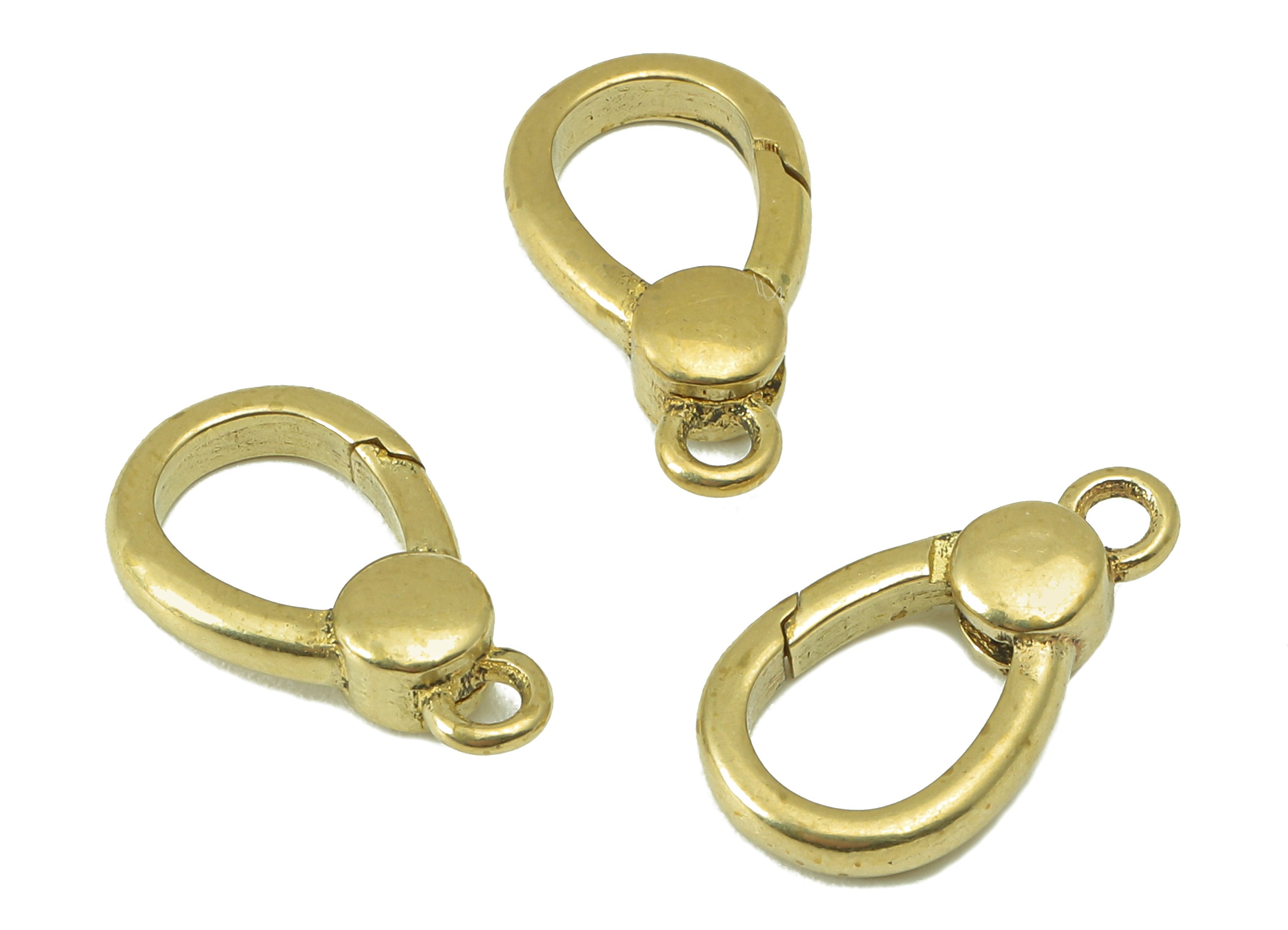 Brass Oval Lobster Clasp -Raw Brass Drop Clasp with Loop - Parrot Clasp - Jewelry Making - For Necklace -15.96 x 8.99 x 1.98mm- PP8301 - DOMEDBAZAAR