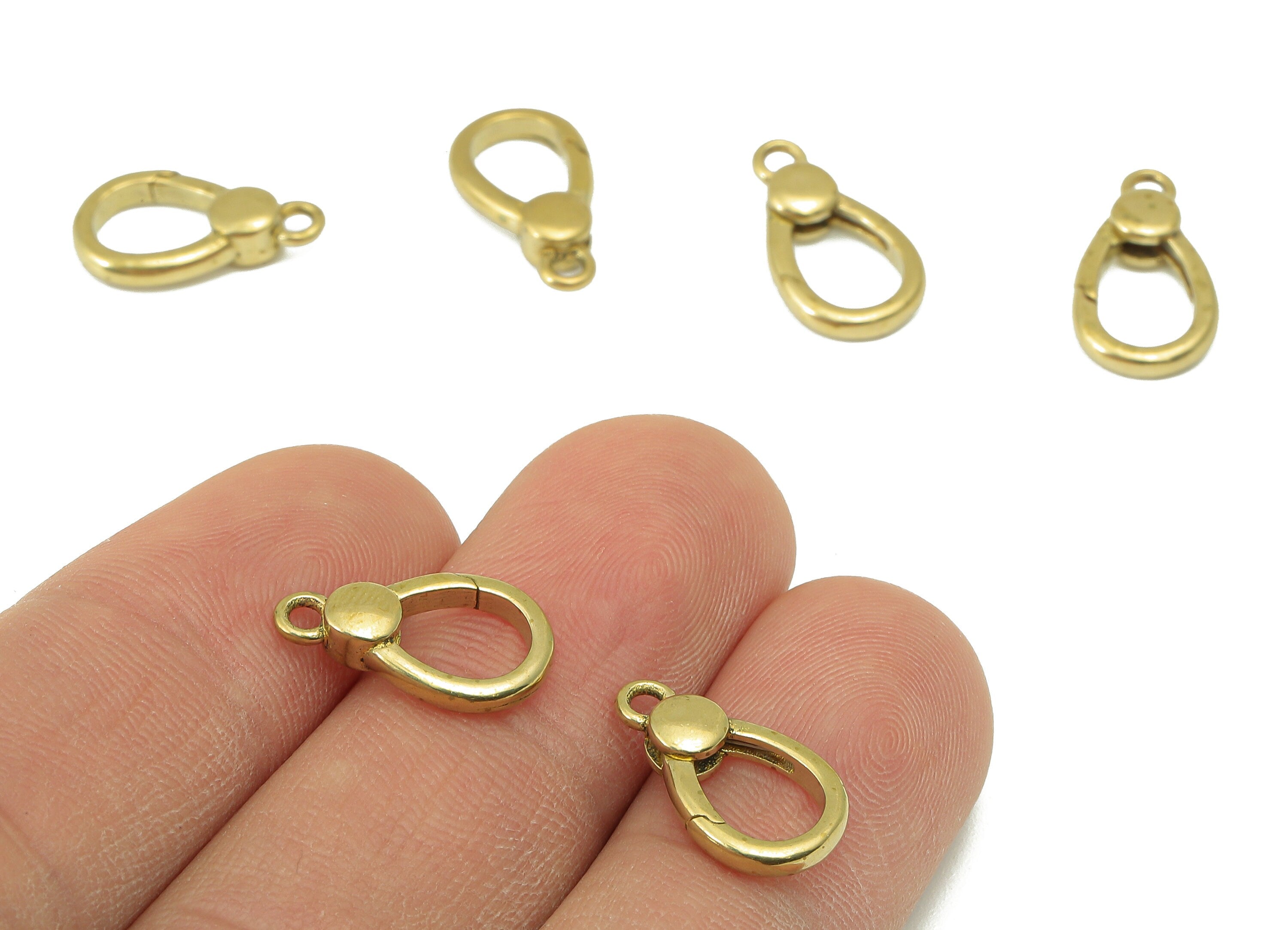 Brass Oval Lobster Clasp -Raw Brass Drop Clasp with Loop - Parrot Clasp - Jewelry Making - For Necklace -15.96 x 8.99 x 1.98mm- PP8301 - DOMEDBAZAAR