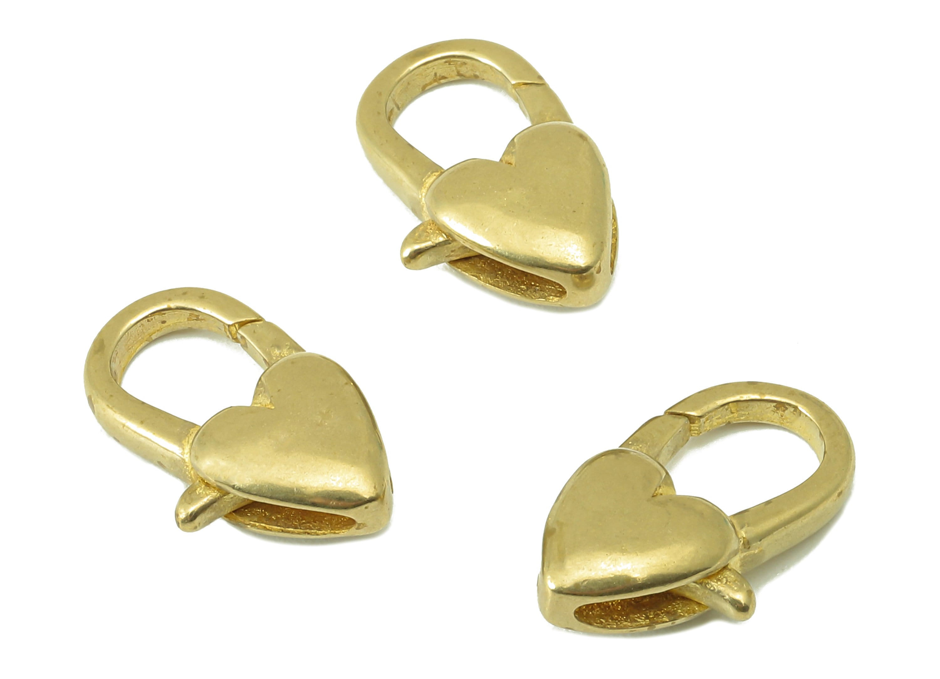 Brass Heart Lobster Clasp - Raw Brass Heart Lobster Clasps - Parrot Clasp- Jewelry Supplies - For Necklace -15.48 x 9.25 x 4.41mm - PP8338 - DOMEDBAZAAR