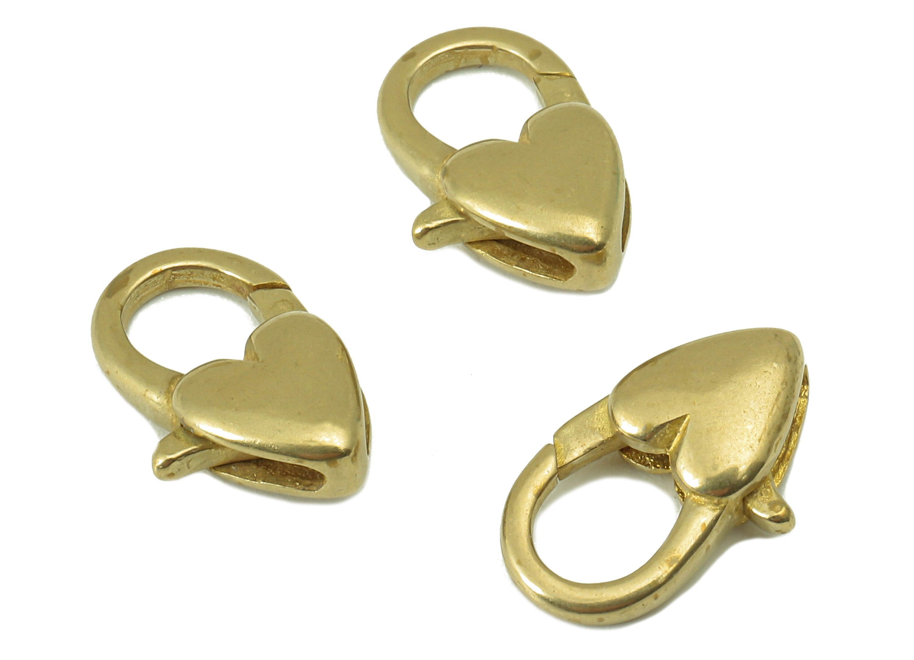 Brass Heart Lobster Clasp - Raw Brass Heart Lobster Clasps - Parrot Clasp- Jewelry Supplies - For Necklace -13.68x 8.18x 4.05mm - PP8339 - DOMEDBAZAAR