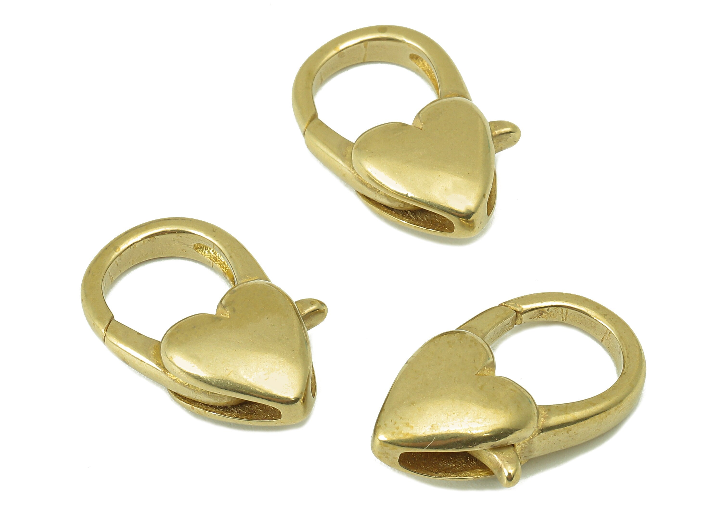 Brass Heart Lobster Clasp - Raw Brass Heart Lobster Clasps - Parrot Clasp- Jewelry Supplies - For Necklace -20.57 x 11.85x 5.81mm - PP8341 - DOMEDBAZAAR