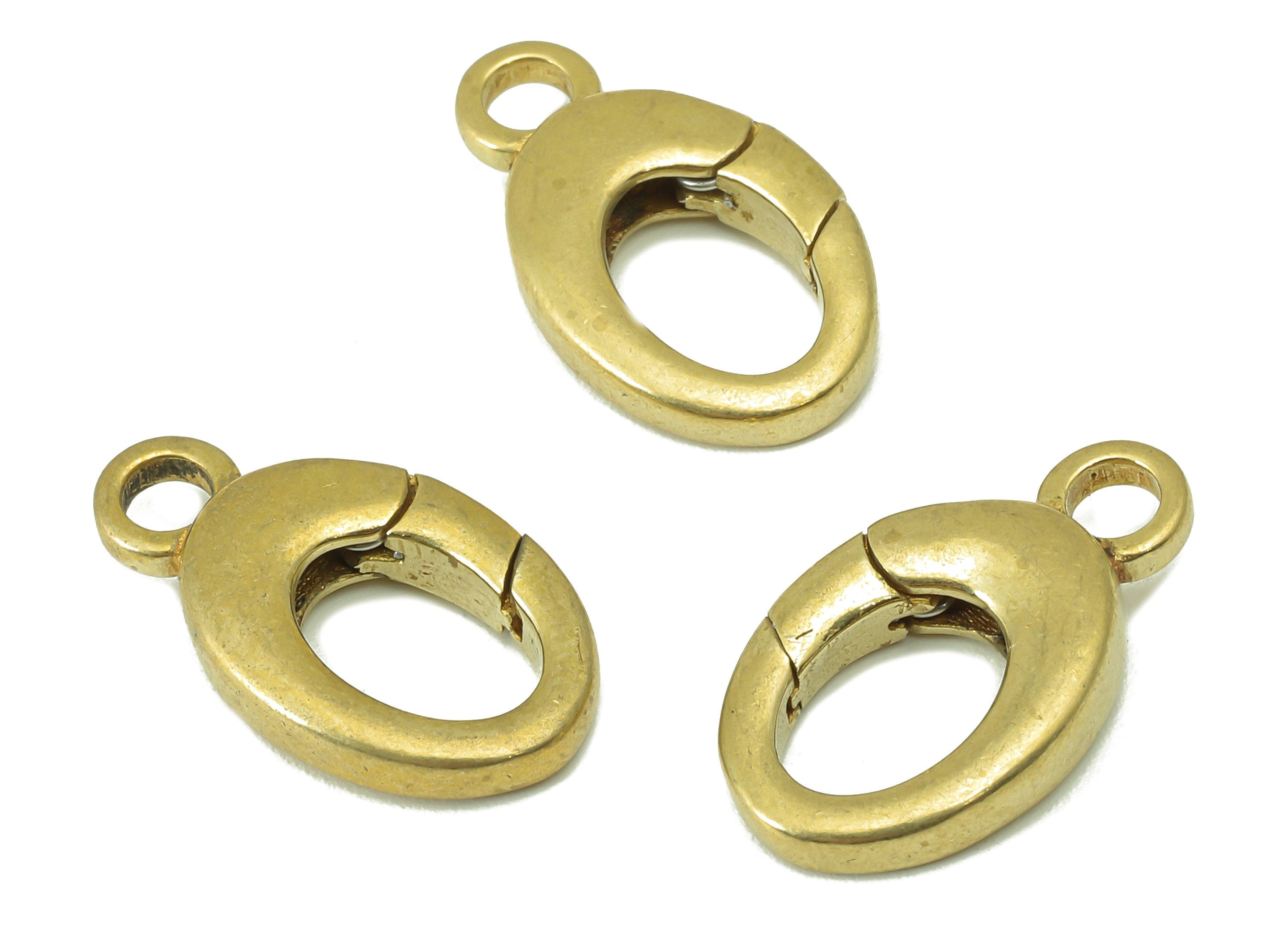 Brass Oval Clasp - Raw Brass Round Hoop Clasp - Brass Hoop Clasp With Loop - Jewelry Supplies - For Necklace -19.38 x 10.86x 3.62mm - PP8344 - DOMEDBAZAAR