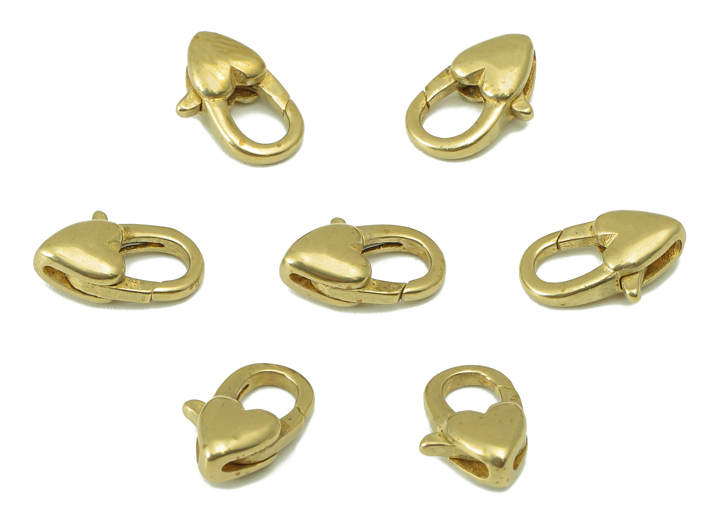 Brass Heart Lobster Clasp - Raw Brass Heart Lobster Clasps - Parrot Clasp- Jewelry Supplies - For Necklace -11.66x 7.21 x 3.98mm - PP8343 - DOMEDBAZAAR