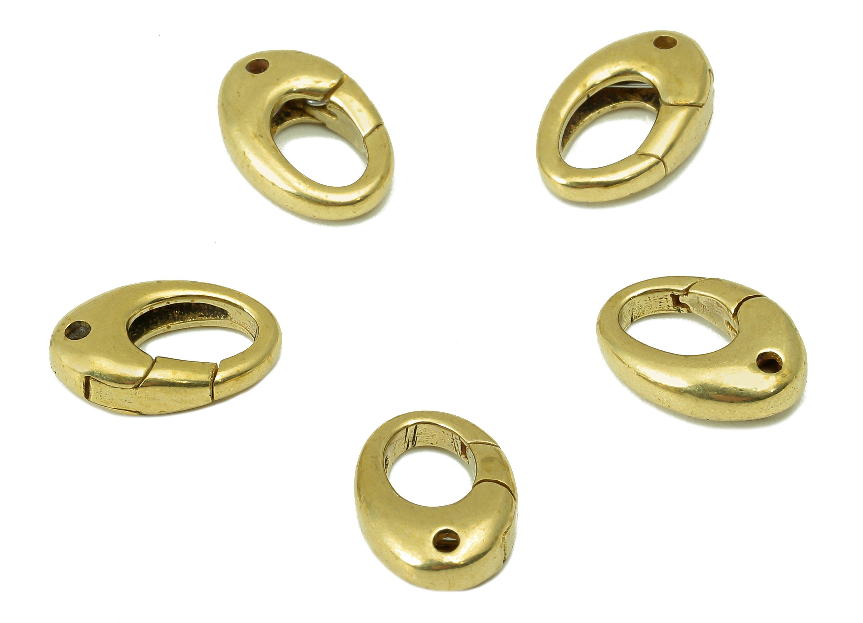 Brass Oval Clasp - Raw Brass Round Hoop Clasp - Brass Hoop Clasp With Hole - Jewelry Supplies - For Necklace -13.58 x 9.03 x 3.71mm - PP8342 - DOMEDBAZAAR