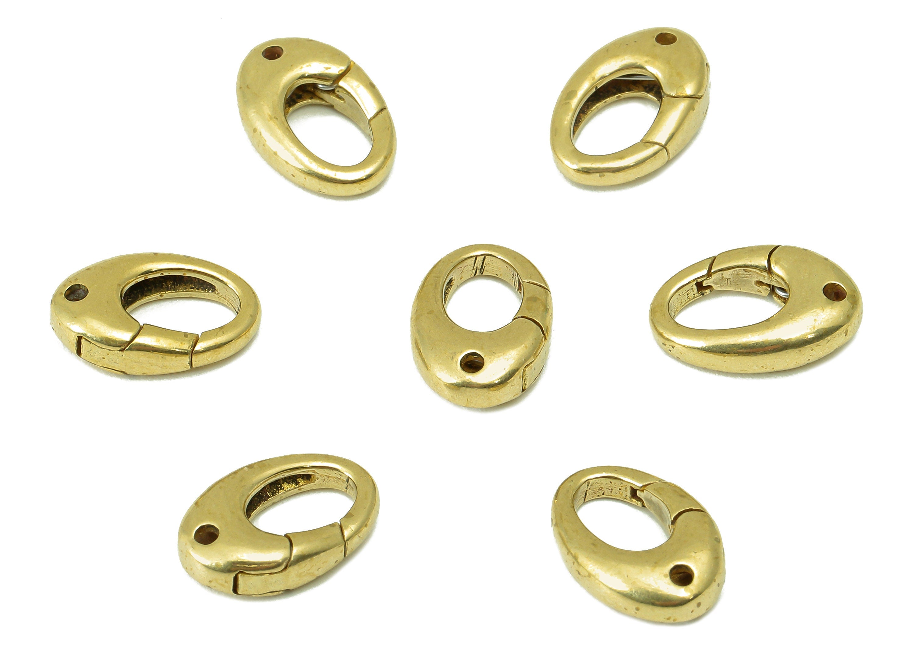 Brass Oval Clasp - Raw Brass Round Hoop Clasp - Brass Hoop Clasp With Hole - Jewelry Supplies - For Necklace -13.58 x 9.03 x 3.71mm - PP8342 - DOMEDBAZAAR