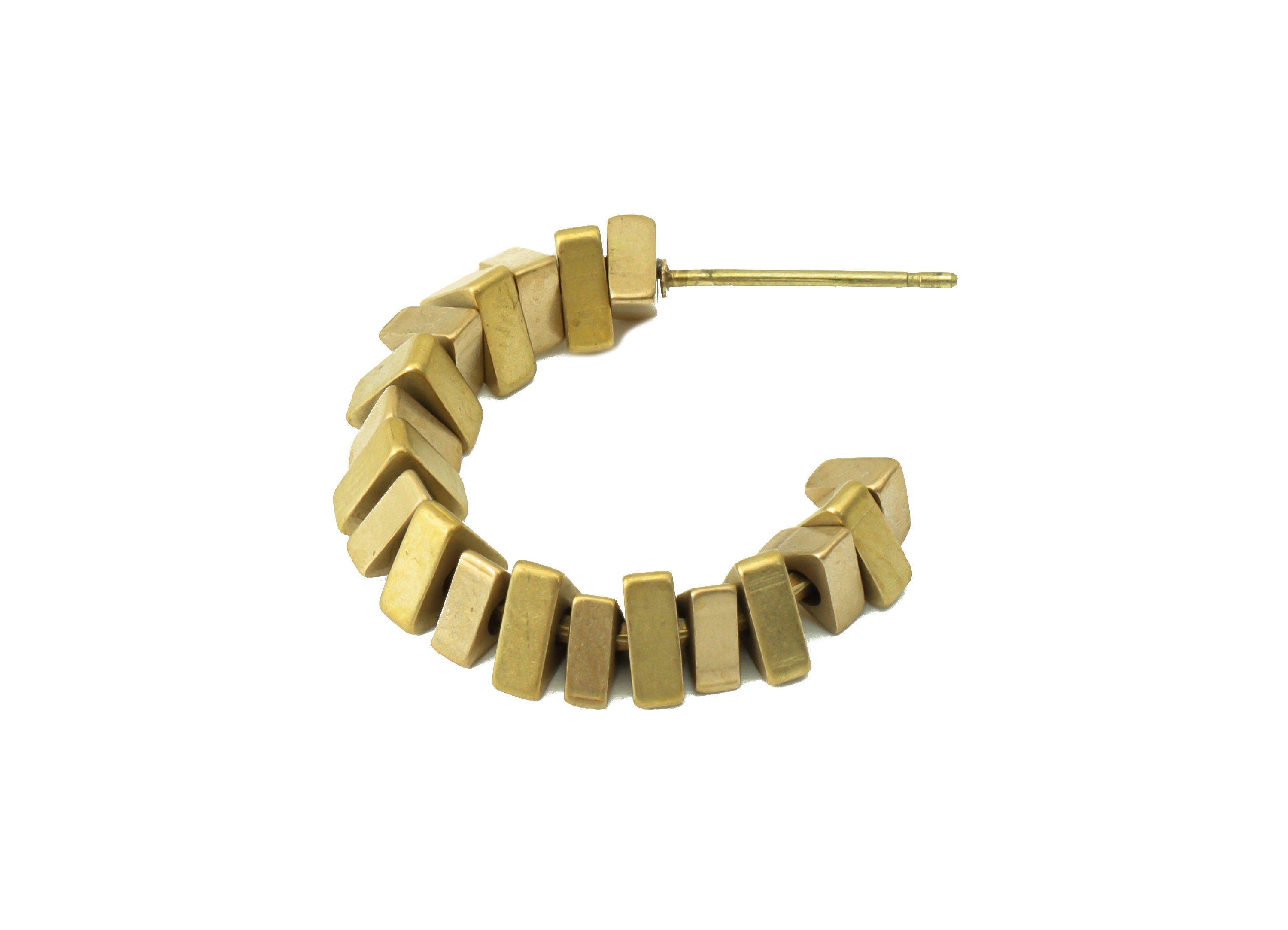 Brass Trangle Beaded Hoop Earring - Raw Brass Earring - Brass Post Earrings - Brass Earring Hoop - Jewelry Supplies - 22x28x3.8mm-PP8421 - DOMEDBAZAAR