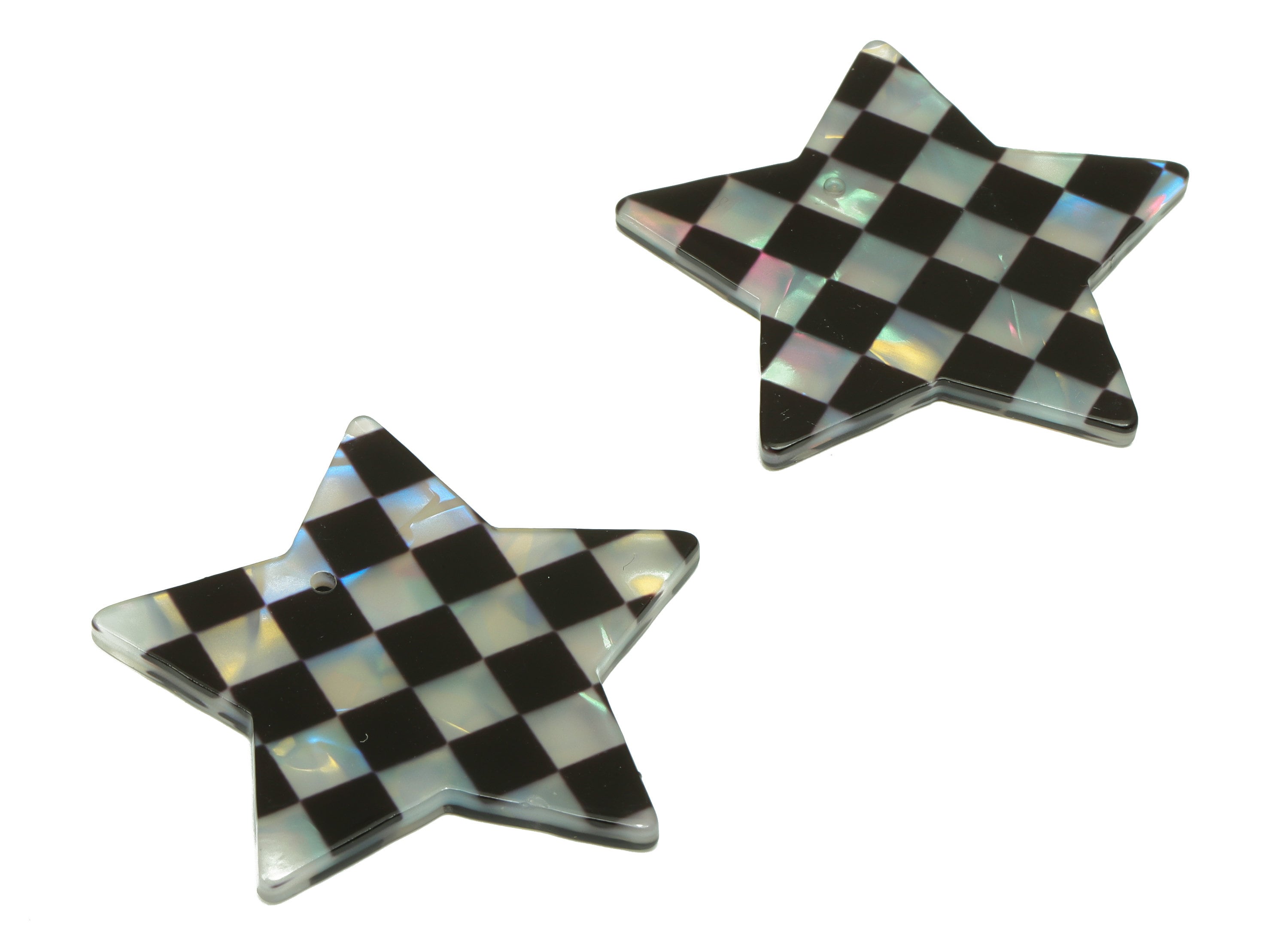Acetates Star Earring Charms - Acetate Star Checkerboard laser Pendant - Jewelry Supplies - Color Code: A875- 40x39.99x 2.46mm - AC2551-A875 - DOMEDBAZAAR