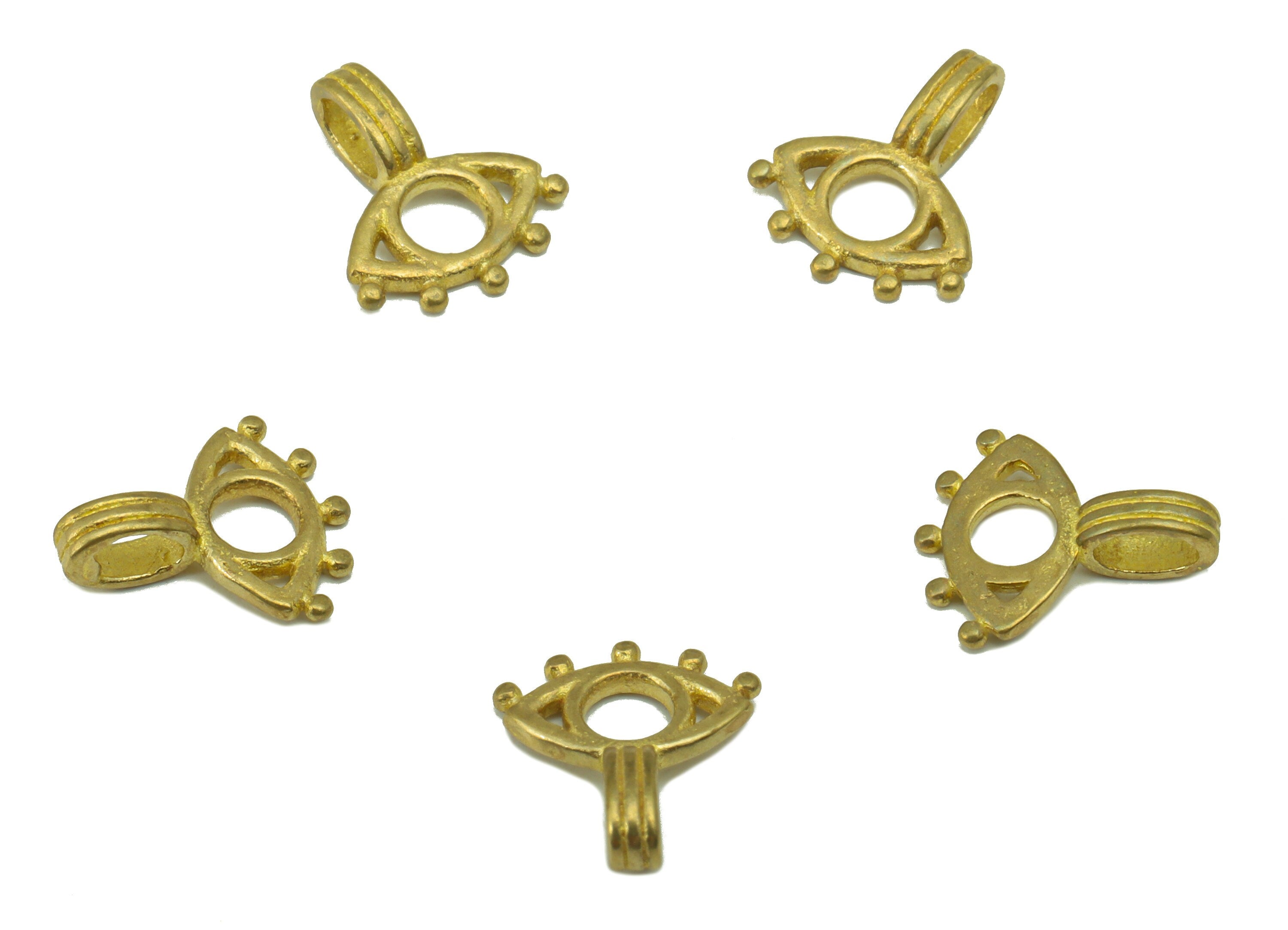 Brass Eye Earring Charm - Raw Brass Mini Eye Pendant - Semi Earring Charm - For Necklace - 11.11 x 9.59 x 0.89mm - PP8539 - DOMEDBAZAAR