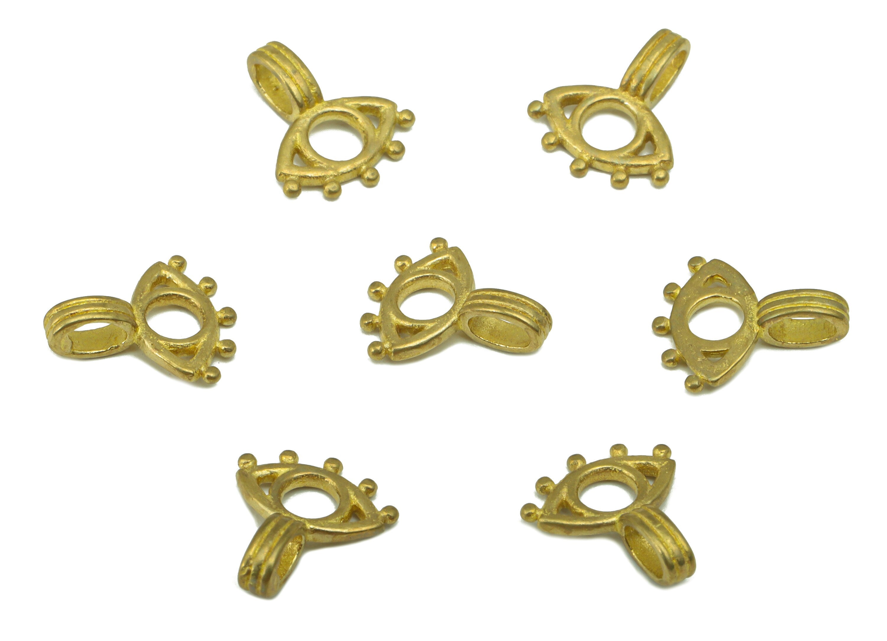 Brass Eye Earring Charm - Raw Brass Mini Eye Pendant - Semi Earring Charm - For Necklace - 11.11 x 9.59 x 0.89mm - PP8539 - DOMEDBAZAAR