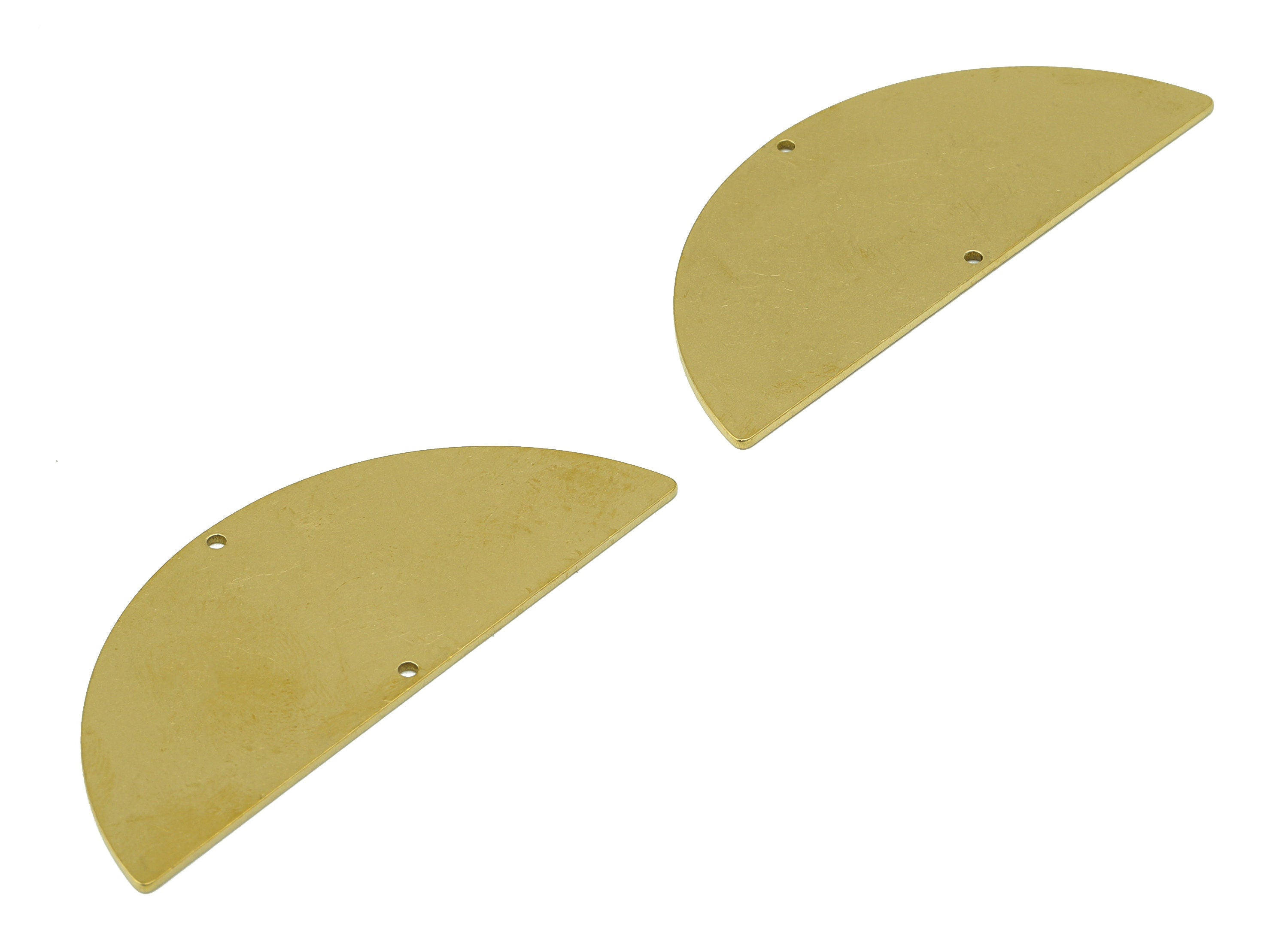 Brass Glossy Half Round Home Decor - Raw Brass Glossy Semicircle Shaped - Decorative Huge Semcircle ConnectorS - 59.78x25.01x0.97mm - PP8602 - DOMEDBAZAAR