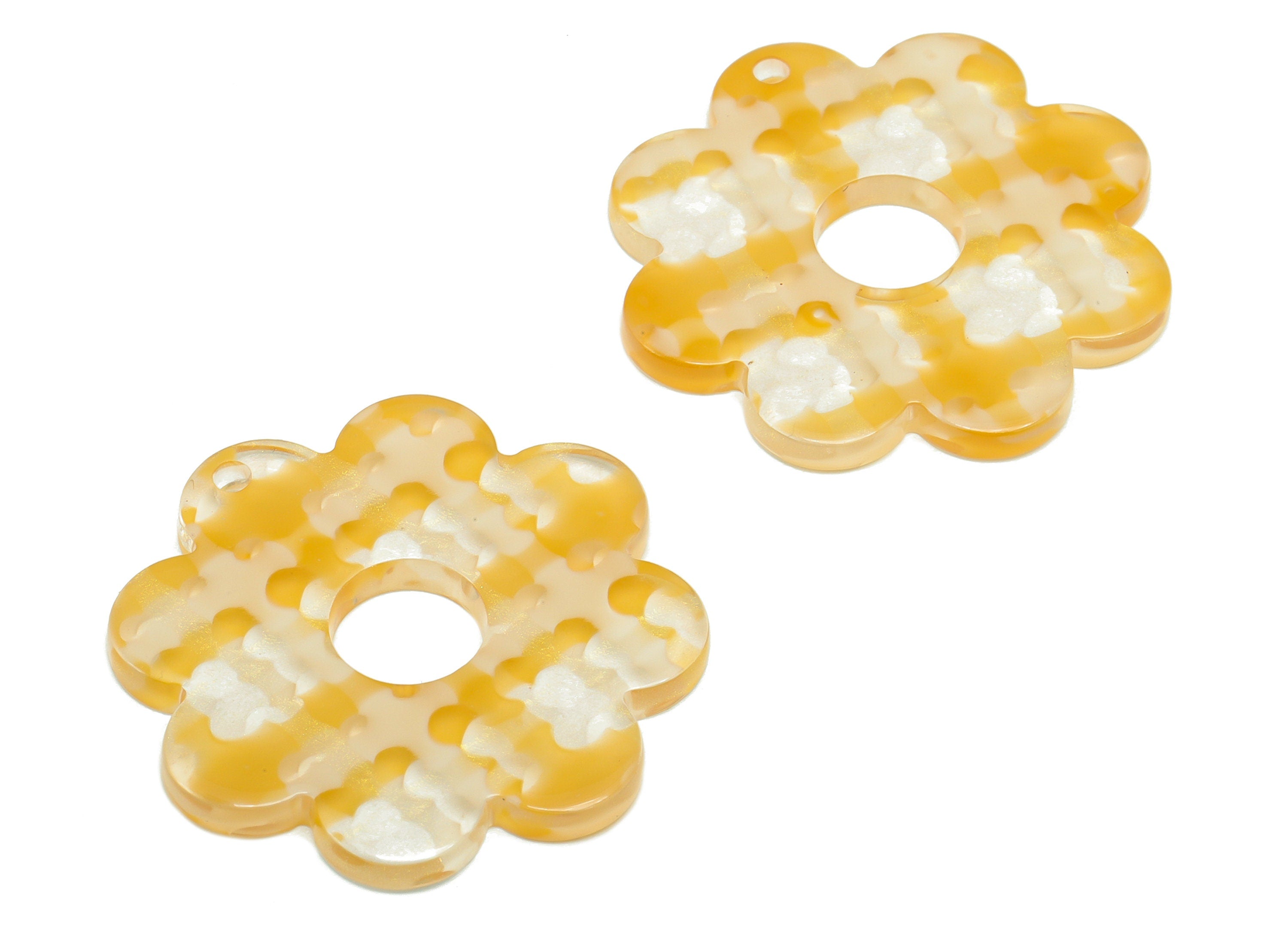 Acetate Flower Earring Charms - 1 hole - Flower Pendant Findings - Jewelry Making Supplies - Color Code: A908 - 30.1x30.1x2mm - AC2375-A908 - DOMEDBAZAAR