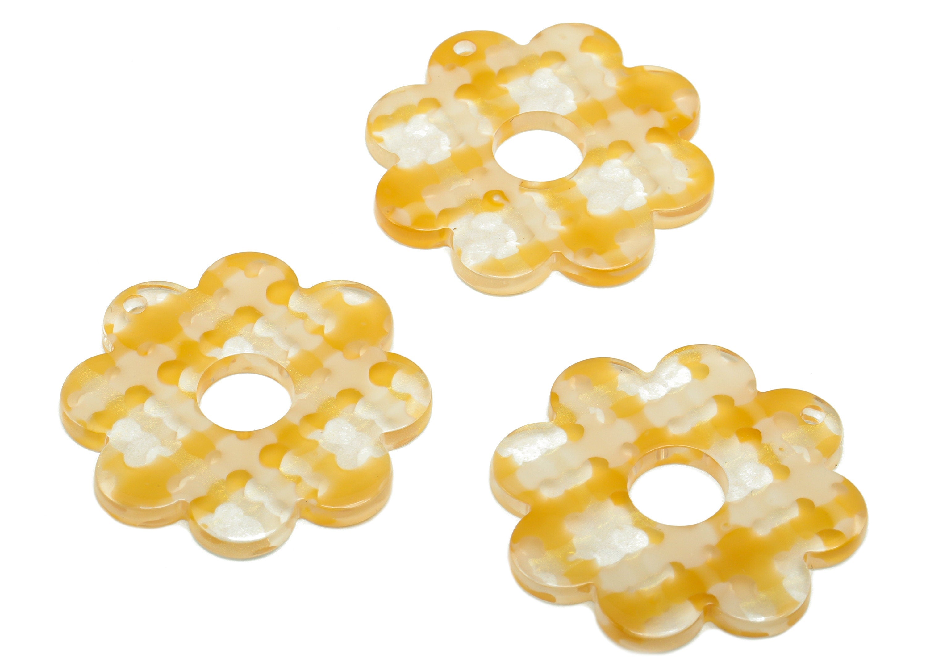Acetate Flower Earring Charms - 1 hole - Flower Pendant Findings - Jewelry Making Supplies - Color Code: A908 - 30.1x30.1x2mm - AC2375-A908 - DOMEDBAZAAR