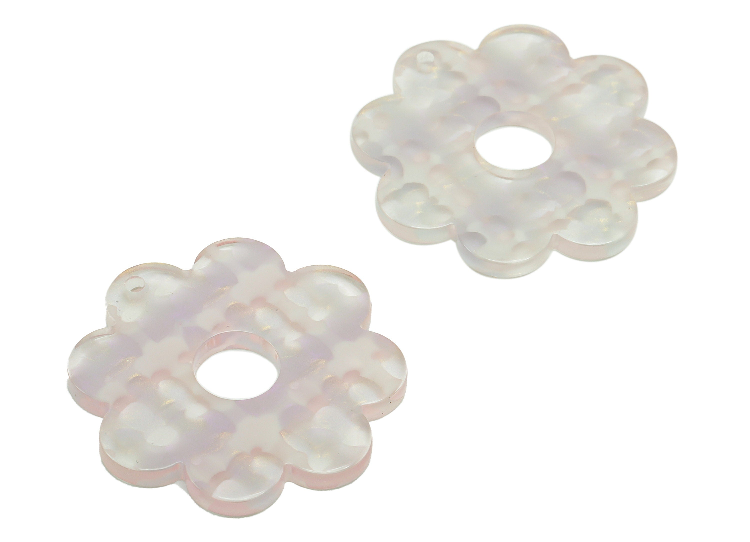 Acetate Flower Earring Charms - 1 hole - Flower Pendant Findings - Jewelry Making Supplies - Color Code: A911 - 30.1x30x2.5mm - AC2375-A911 - DOMEDBAZAAR
