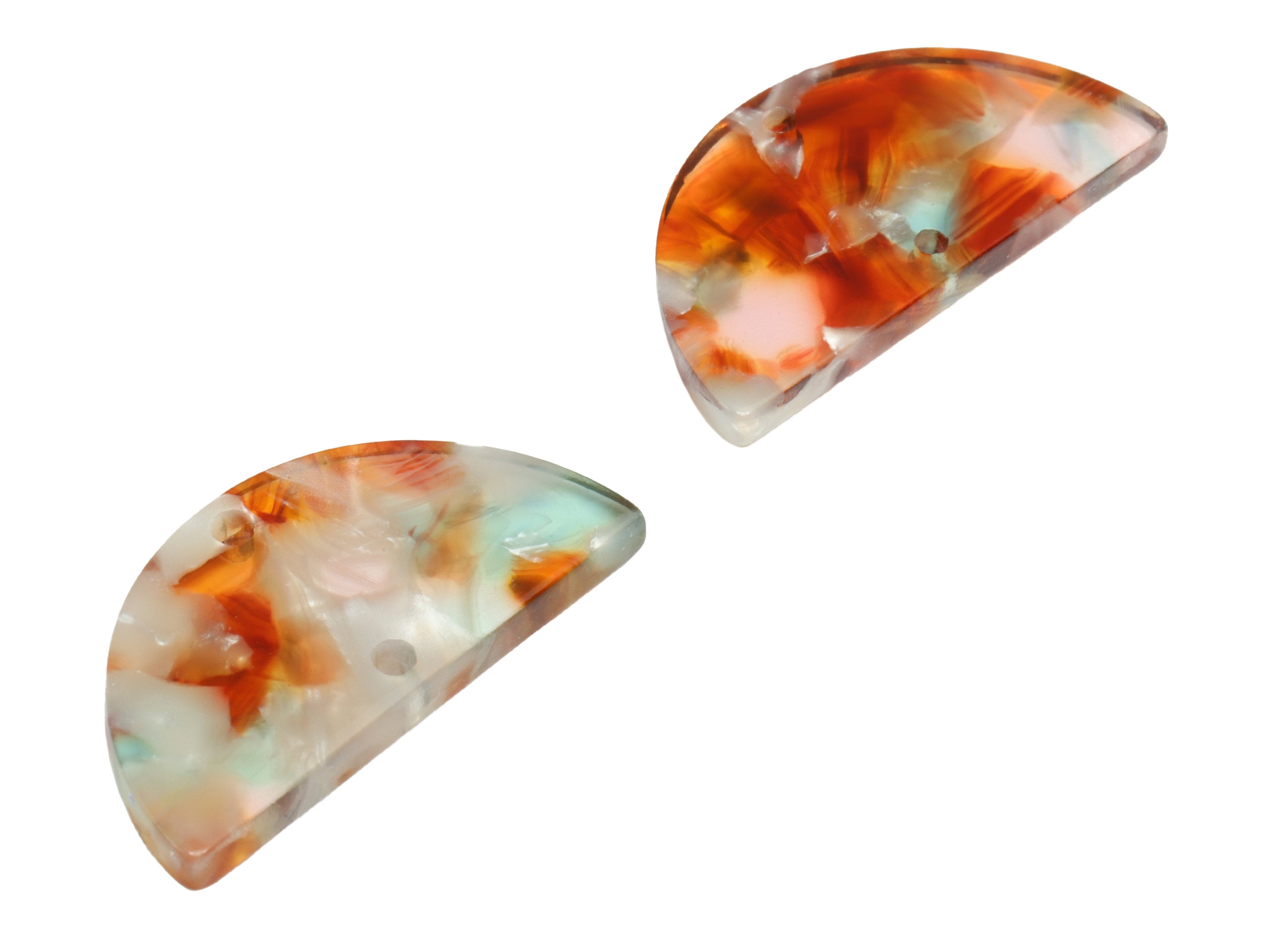 Acetate Semicircle Connectors - 2 Holes - Half Moon Earrings - Jewelry Making Supplies - Color Code:A95 - 29.75x15.04x2.55mm - AC2232-A95 - DOMEDBAZAAR