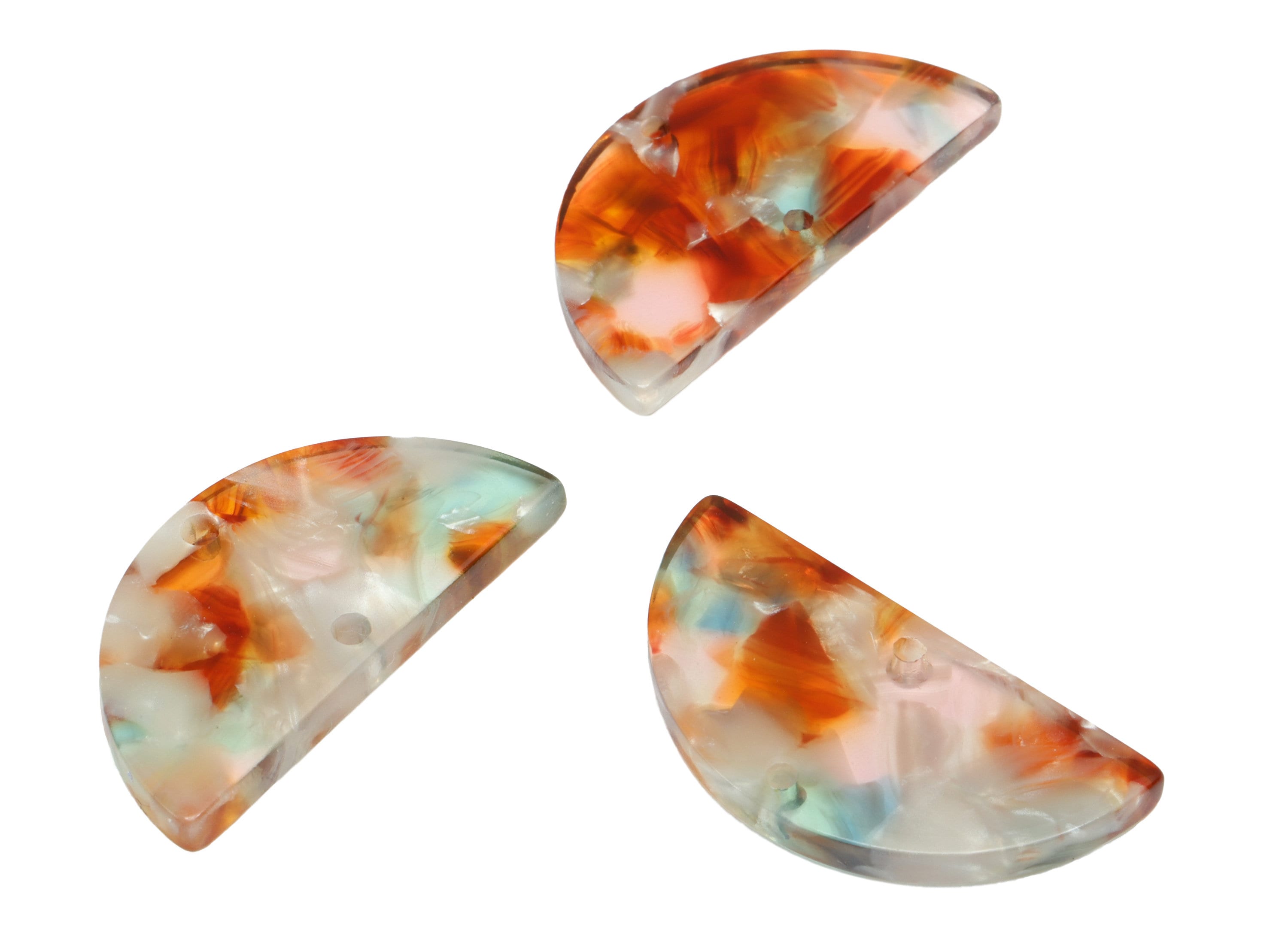 Acetate Semicircle Connectors - 2 Holes - Half Moon Earrings - Jewelry Making Supplies - Color Code:A95 - 29.75x15.04x2.55mm - AC2232-A95 - DOMEDBAZAAR