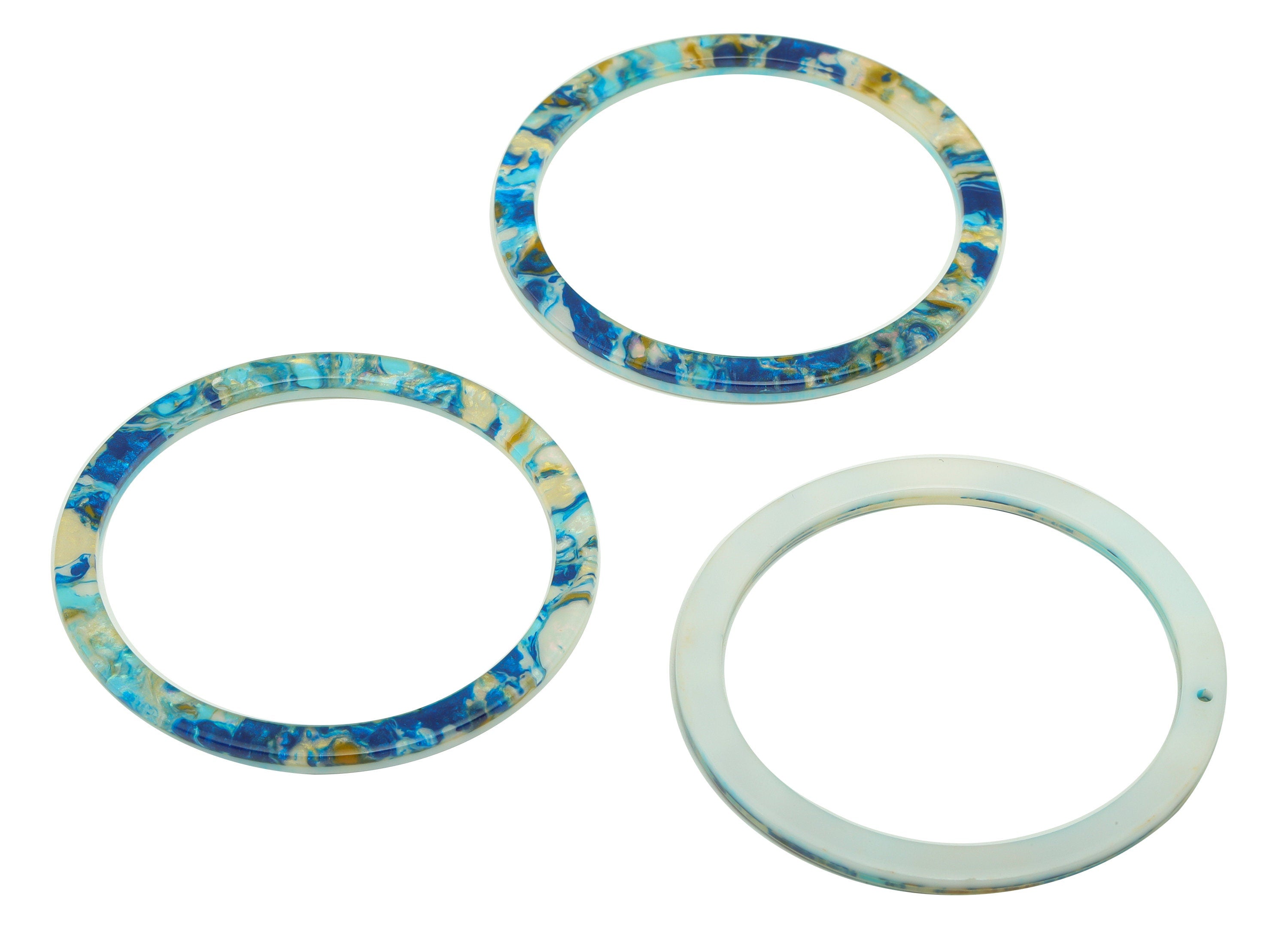 Acrylic Hoop Earring Charms - Acrylic Circle Pendant - Blue Coral Color - Jewelry Supplies - Color Code: A387 - 44x44.3x2.7mm - AC1126-A387 - DOMEDBAZAAR