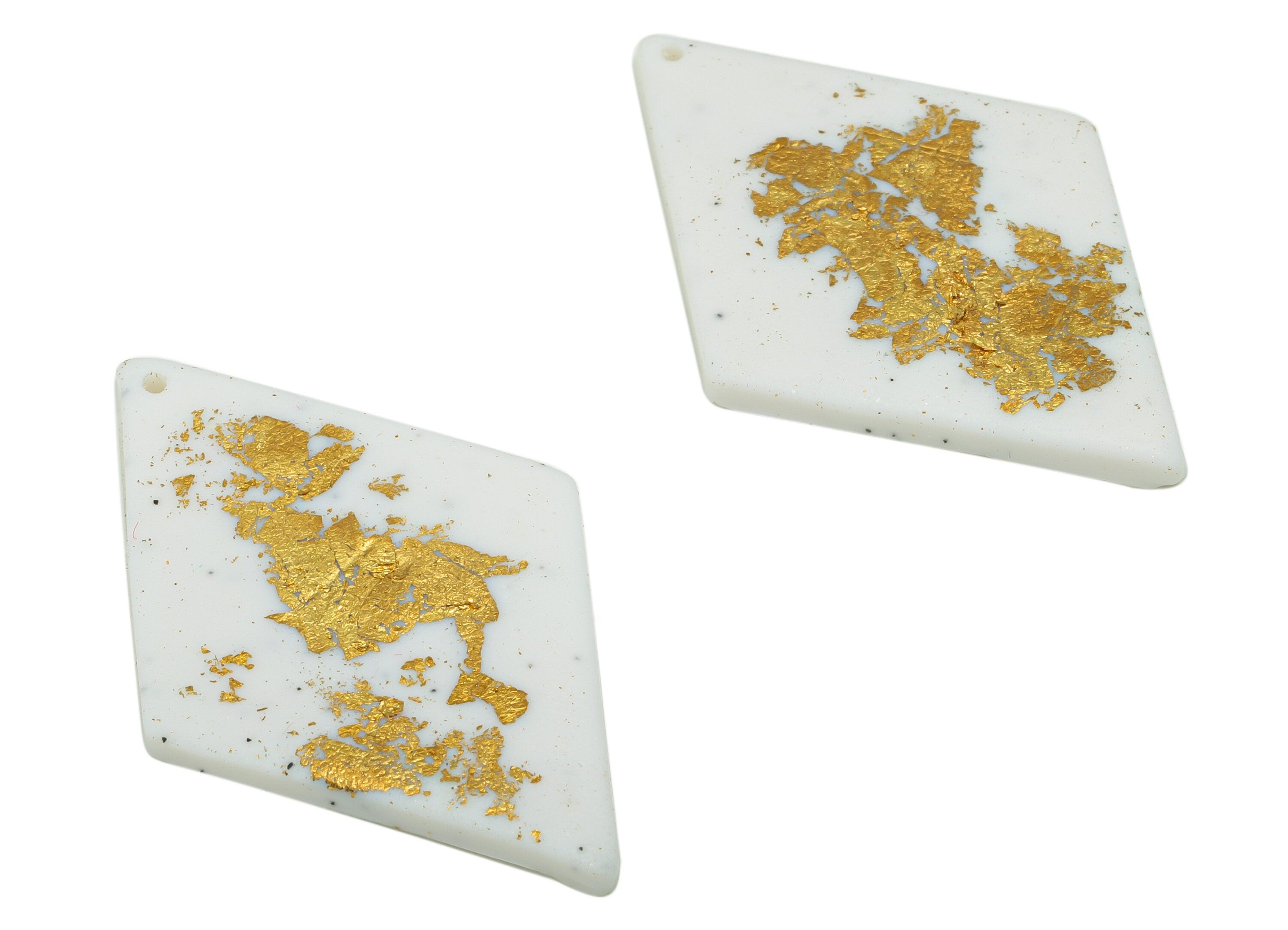 Polymer Clay Diamond Earring Charms - Polymer Clay Gold Foil Pendant - Earring Findings - Jewelry Handmade -42.79x 28.81 x 3.22mm- PC2266 - DOMEDBAZAAR