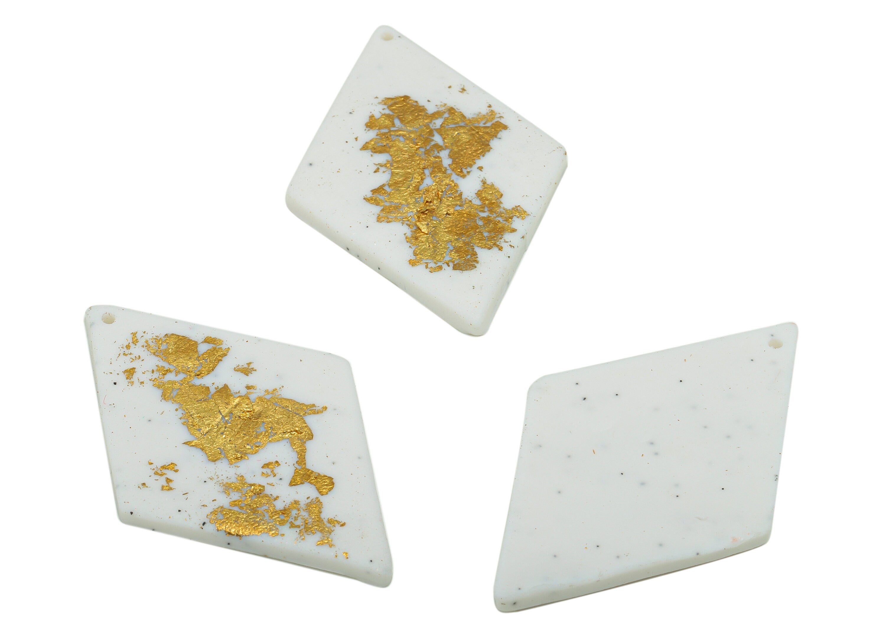 Polymer Clay Diamond Earring Charms - Polymer Clay Gold Foil Pendant - Earring Findings - Jewelry Handmade -42.79x 28.81 x 3.22mm- PC2266 - DOMEDBAZAAR