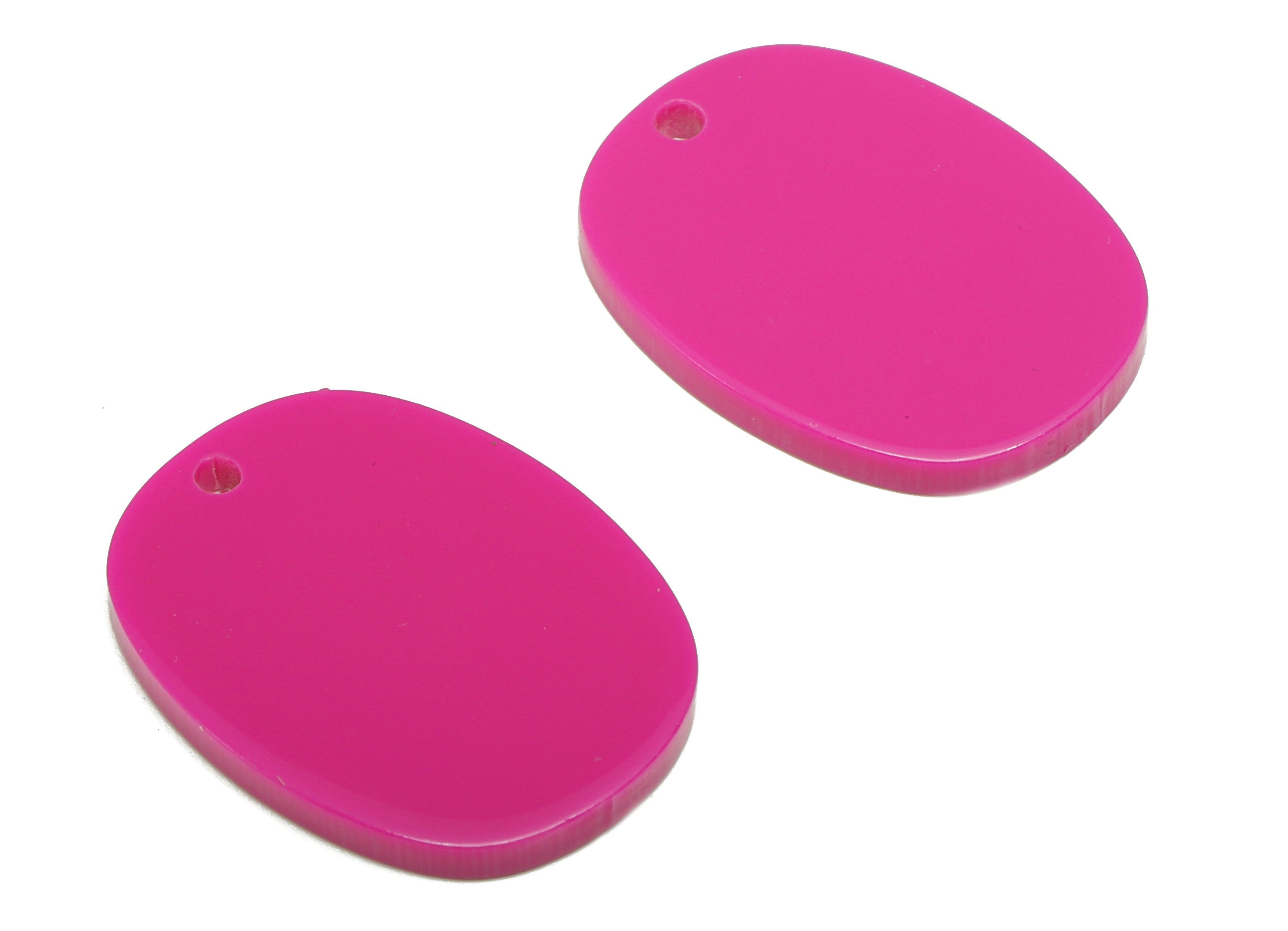 Acrylic Oval Earring Charms - Oval Pink Pendant - Fushia Color - Jewelry Supplies - Color Code: A676 - 26.25x 20.08 x 2.4mm- AC1158-A676 - DOMEDBAZAAR