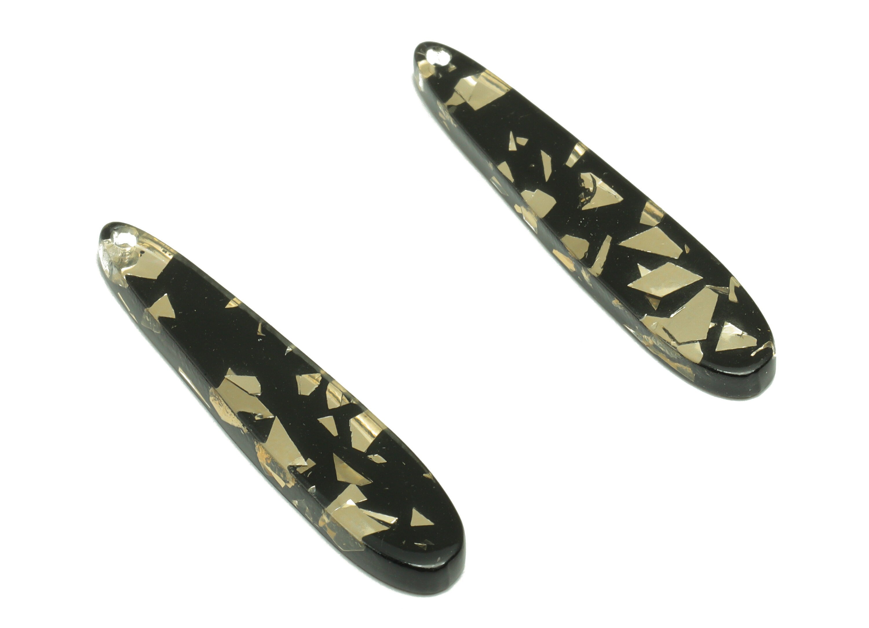 Acetic Acid Stick Charms - Long Bar Earring and Pendant - Gold Foil - Jewelry Making - Color Code: A895-34x6.87x2.77mm - AC1644-A895 - DOMEDBAZAAR