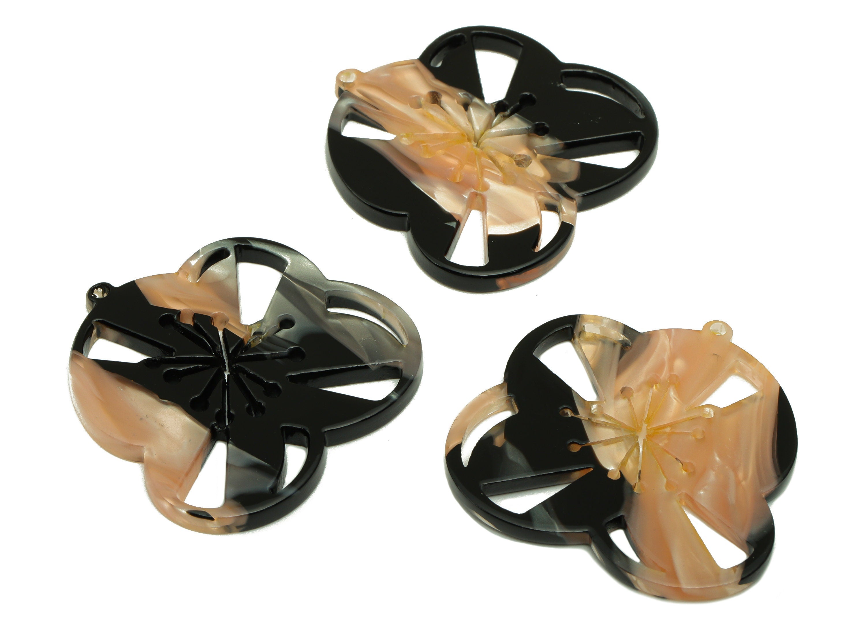 Acetic Acid Earring Charm - Hollow Flower Earring Charm - Earring Finding - Jewelry Making Supplies -34.86x24.2x 2.46mm - AC2592-A904 - DOMEDBAZAAR