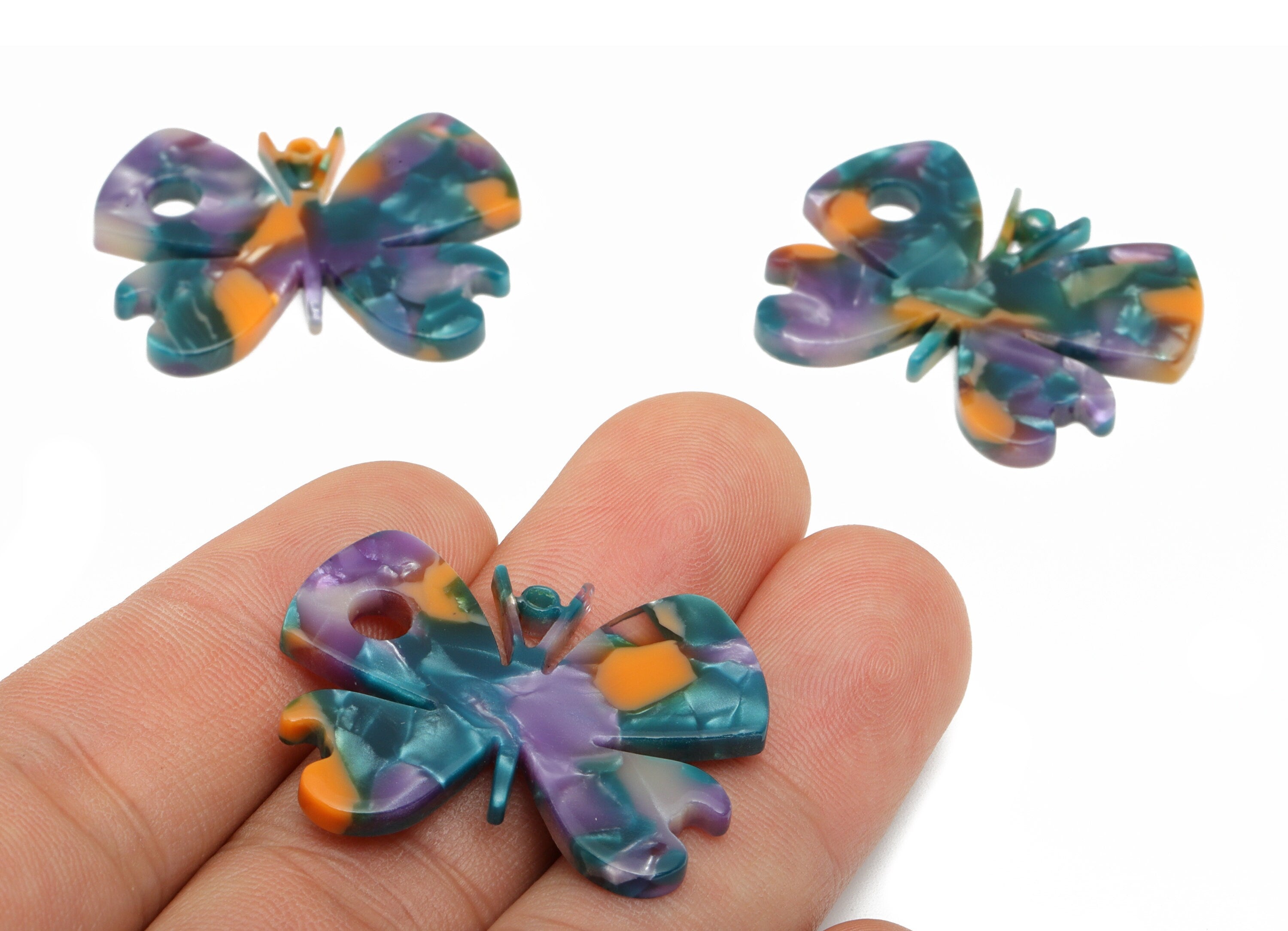 Acetic Acid Earring Charm - Butterfly Earring Charm -Animal Earring Pendant With Hole - Jewelry Making  -33.47x 25.94x 2.49mm - AC2591-A903 - DOMEDBAZAAR