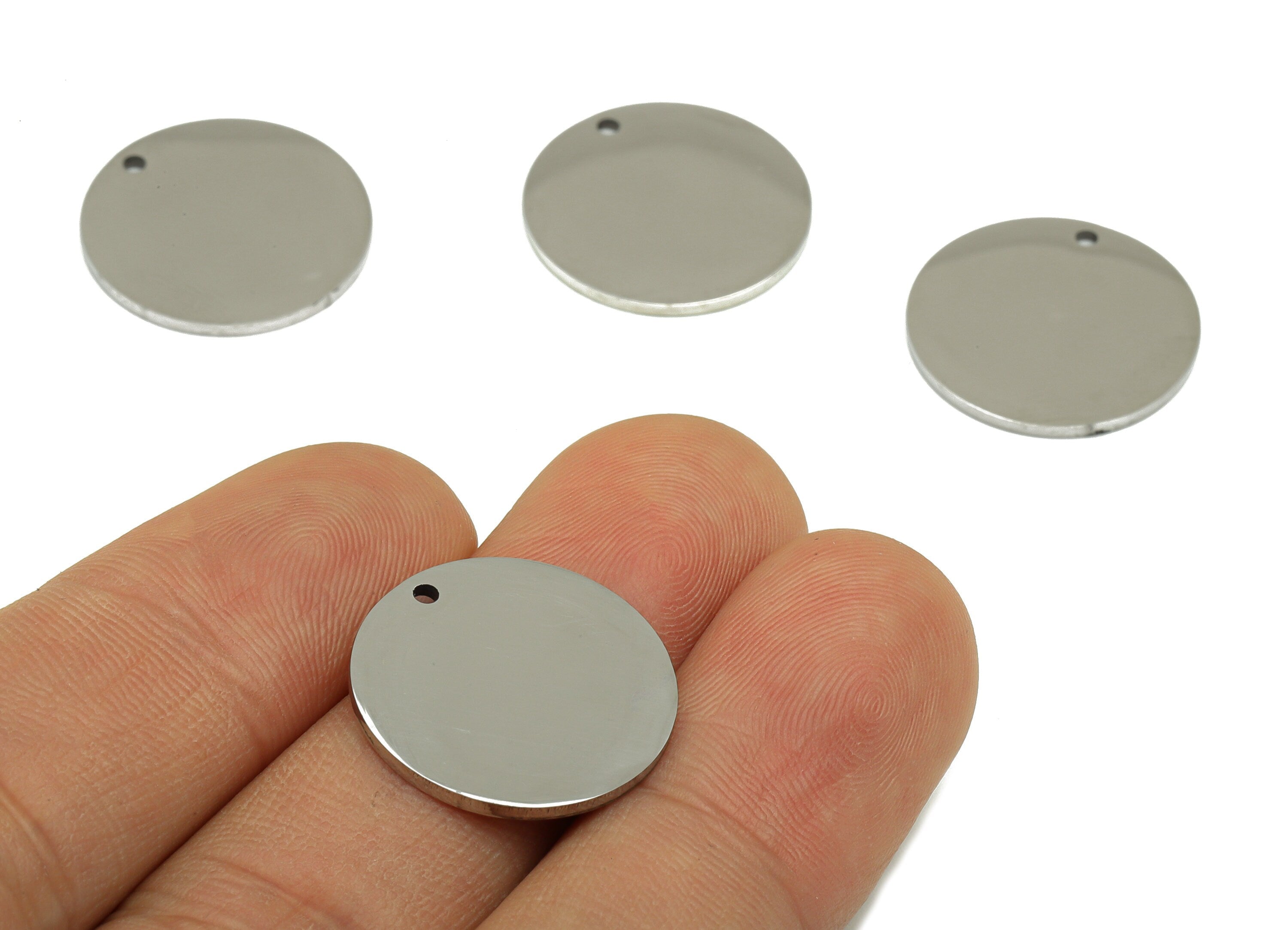 Stainless Steel Round Earring Charm - Steel Circle Pendant - 201 Stainless Steel- Stamping Black- For Necklace - 19x19x 1.13mm - SS1418-19 - DOMEDBAZAAR