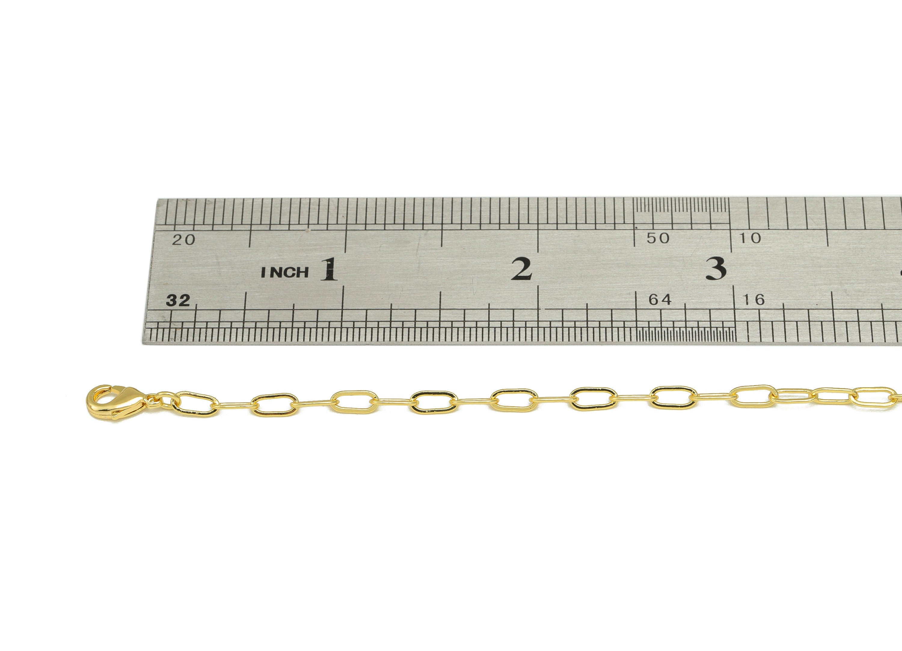 Brass Cable Chain - 46cm Finished Chain - Cable Chain - 18K Real Gold Plated Brass Cable Chain - 6.28x 3x 0.45mm - RGP6329 - DOMEDBAZAAR