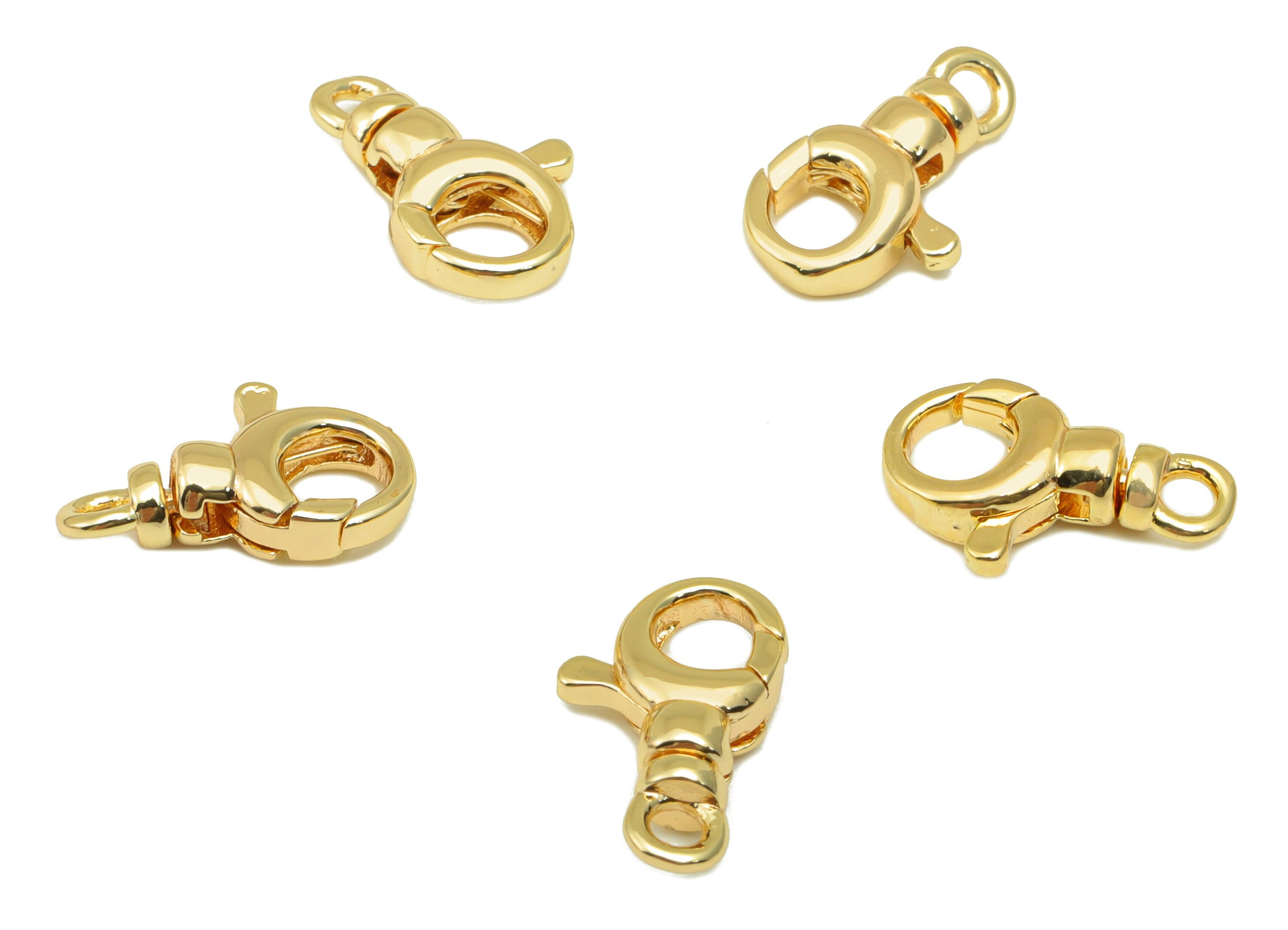 Brass Lobster Claw Clasps - Brass Parrot Clasp - Swivel Clasp - For Necklace - 18K Real Gold Plating Brass - 12.7 x 7.72 x 3.49mm- RGP6498 - DOMEDBAZAAR