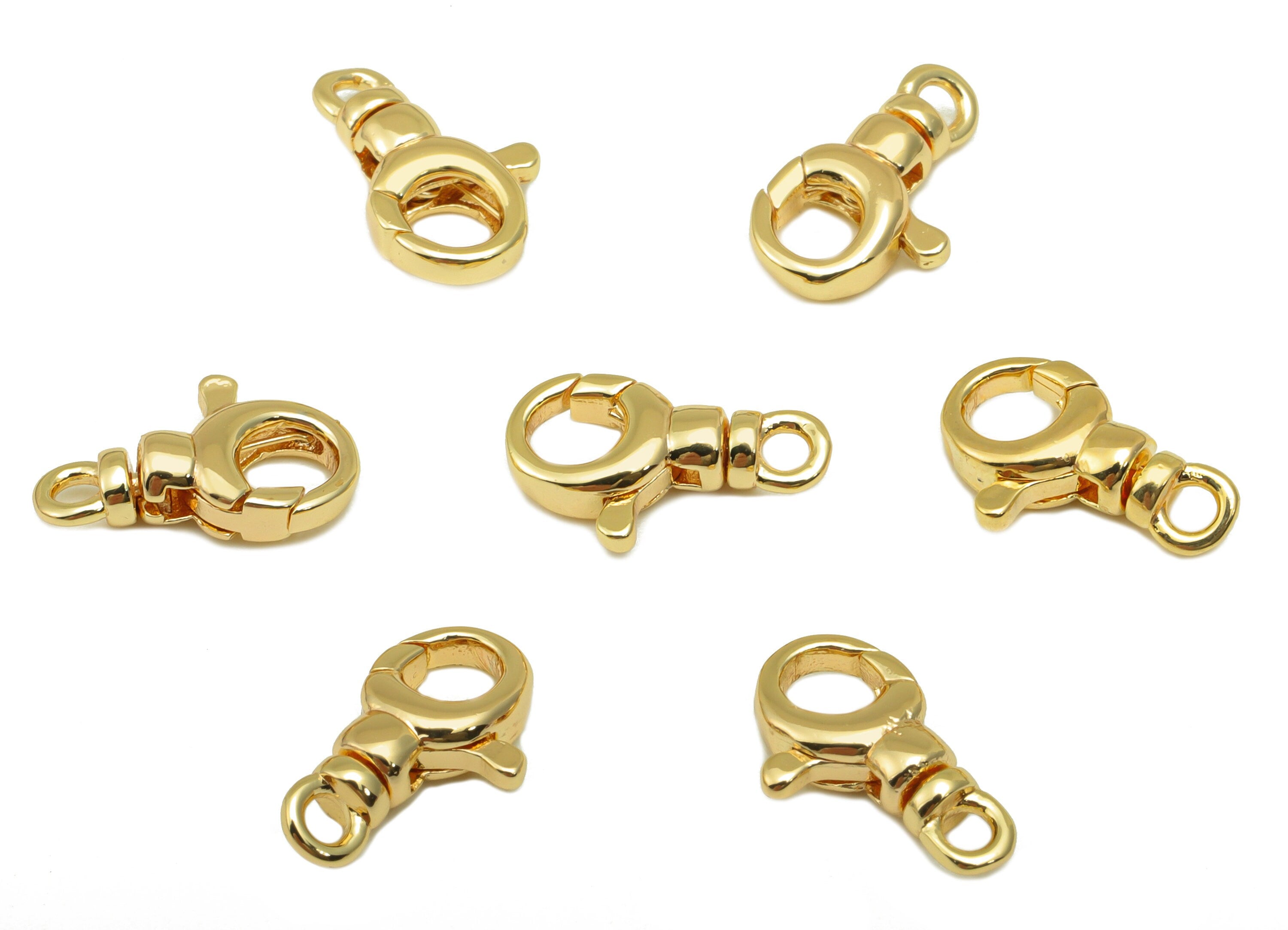 Brass Lobster Claw Clasps - Brass Parrot Clasp - Swivel Clasp - For Necklace - 18K Real Gold Plating Brass - 12.7 x 7.72 x 3.49mm- RGP6498 - DOMEDBAZAAR
