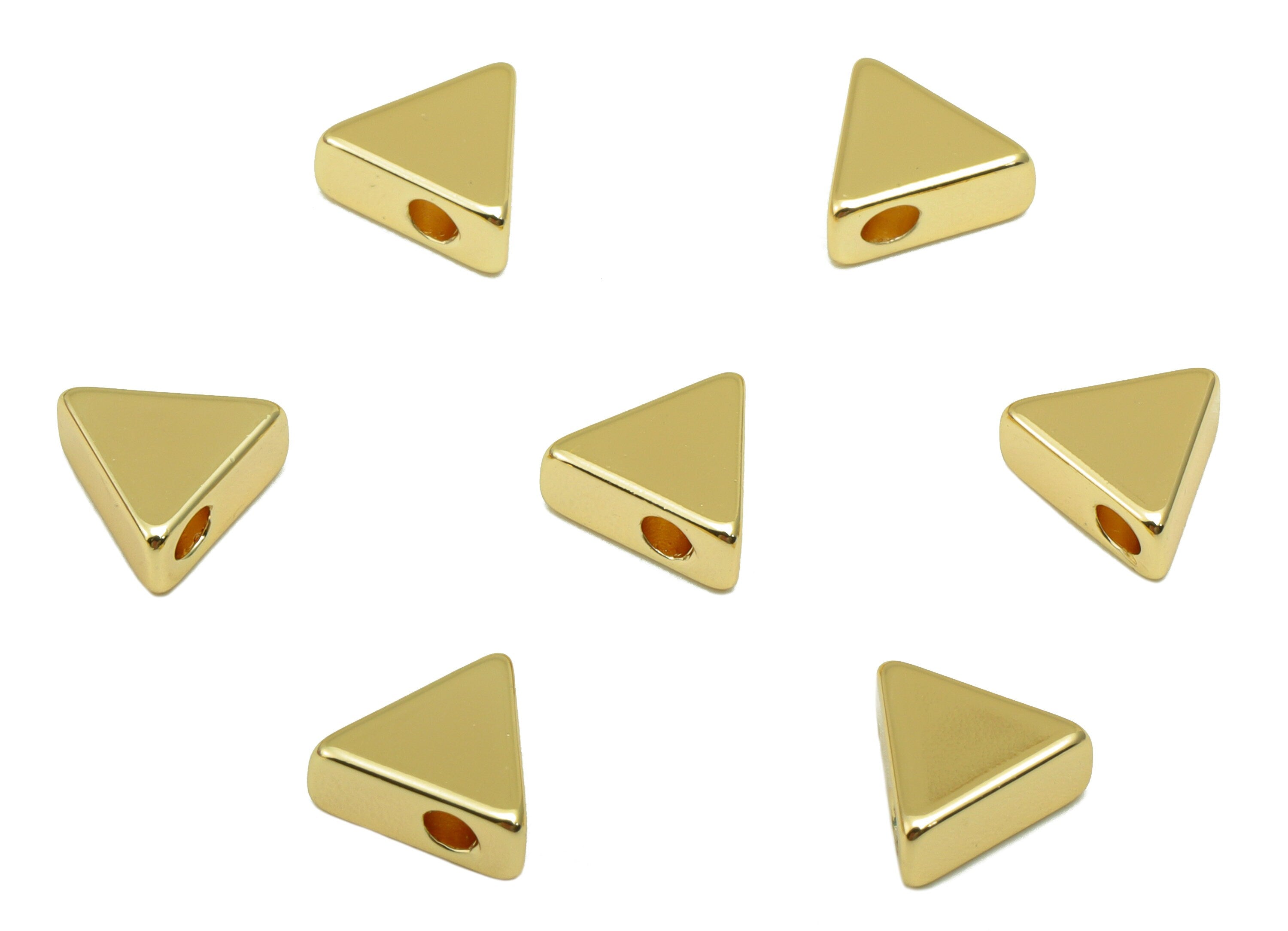 Brass Spacer Beads - Brass Triangle Beads - For Bracelet - For Necklace - 18K Real Gold Plating Brass - 6.85x7.75x 3.15mm -  RGP6538 - DOMEDBAZAAR