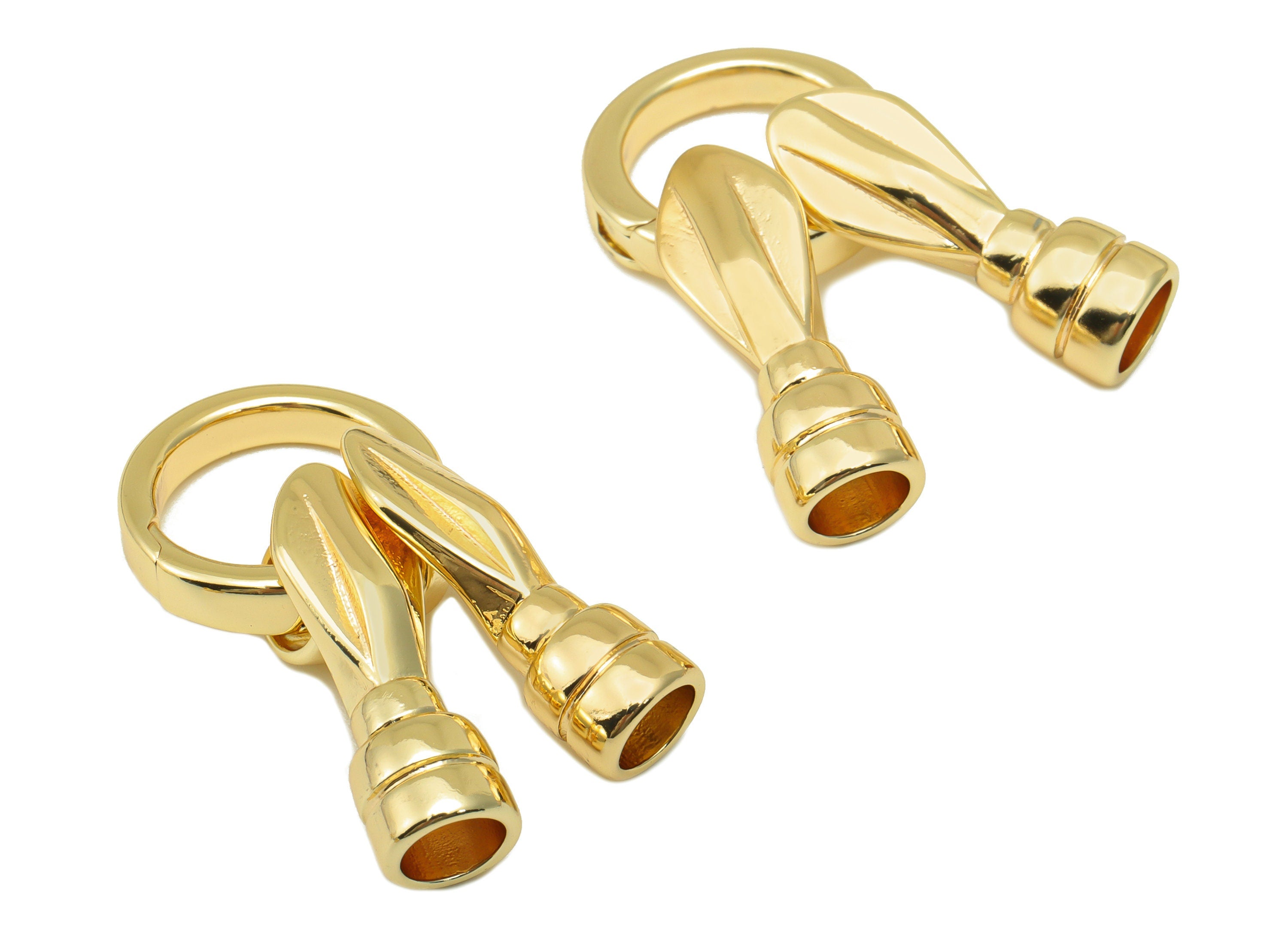 Brass Round Carabiner - Brass Round Hoop Clasp - For Necklaces And Bracelet - 18K Real Gold Plating Brass - 37.35x18.66x 2.27mm - RGP6540 - DOMEDBAZAAR