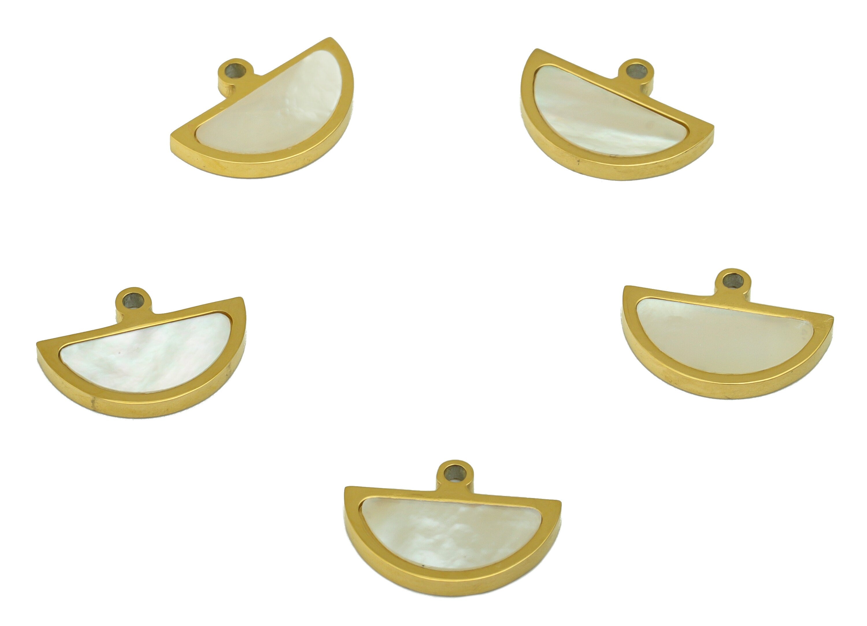 Stainless Steel Shell Earring Charm - Half Moon Charm - Steel Moon Pendant - Stainless Steel -18k Real Gold Plated - 13x9x1.65mm- RGP6580 - DOMEDBAZAAR