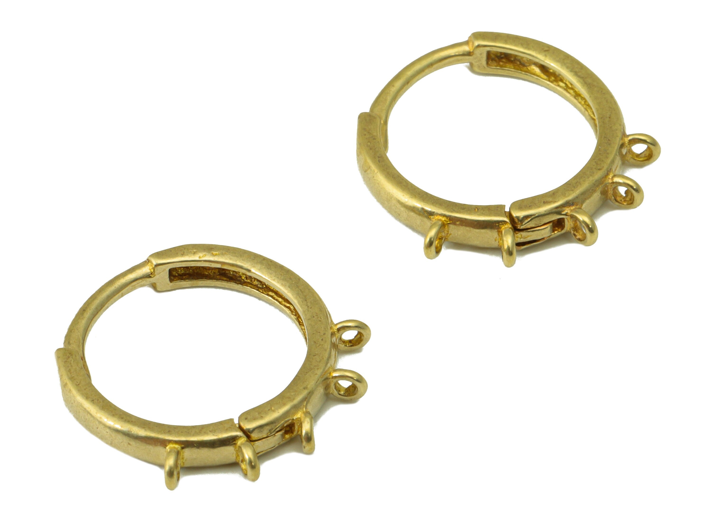 Brass Round Clasp - Raw Brass Hoop Clasp -Brass Huggie Hoop Clasp with 5 Loop -Connector Clasp - 15.84x14.95x2.39mm - PP4687 - DOMEDBAZAAR