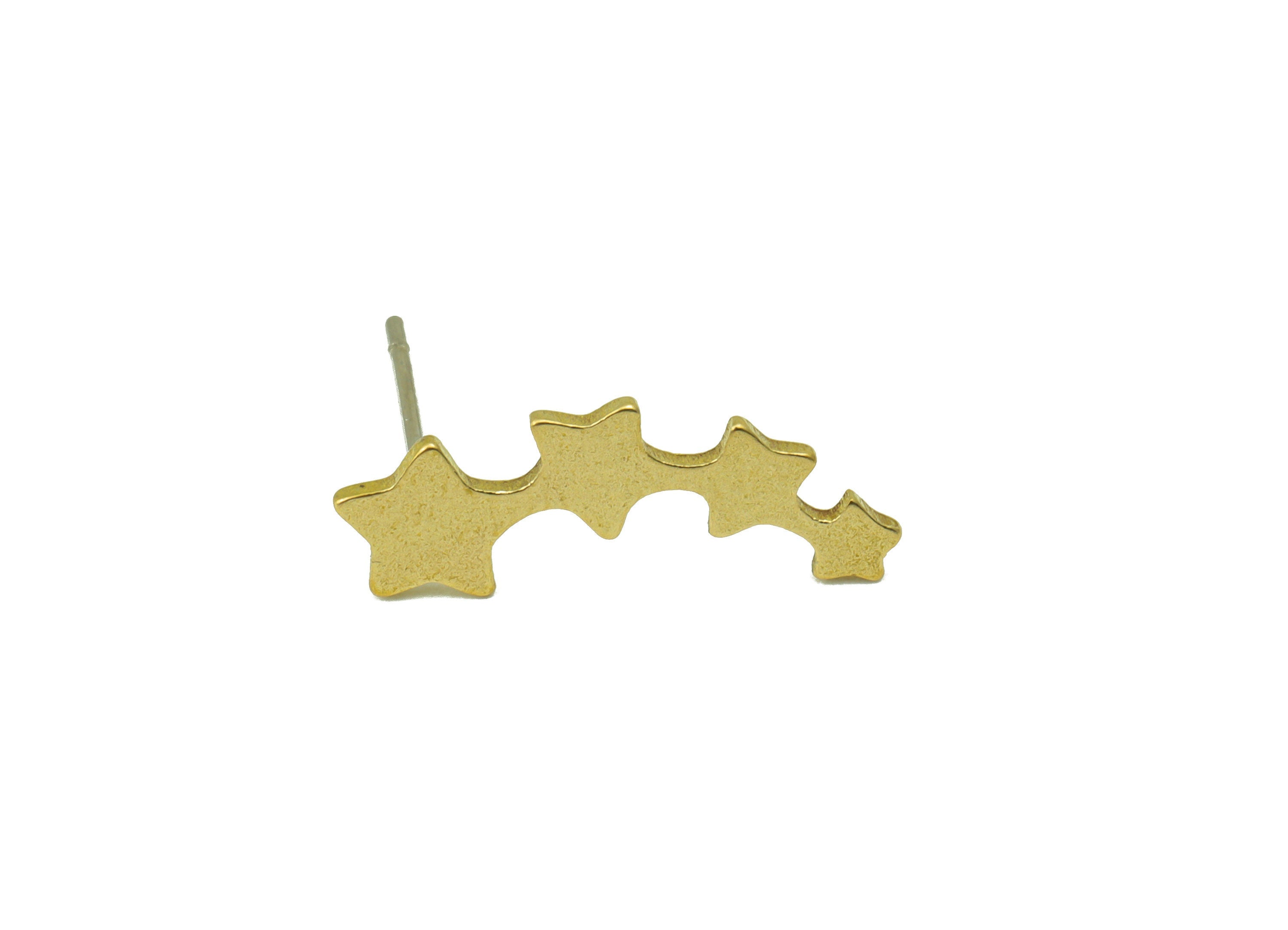 Brass Shooting Star Earring Stud - Brass Hanging Star Earring Post -Falling Star Earring Post -Earring Post - 17.65x5.9x1mm- PP8606 - DOMEDBAZAAR