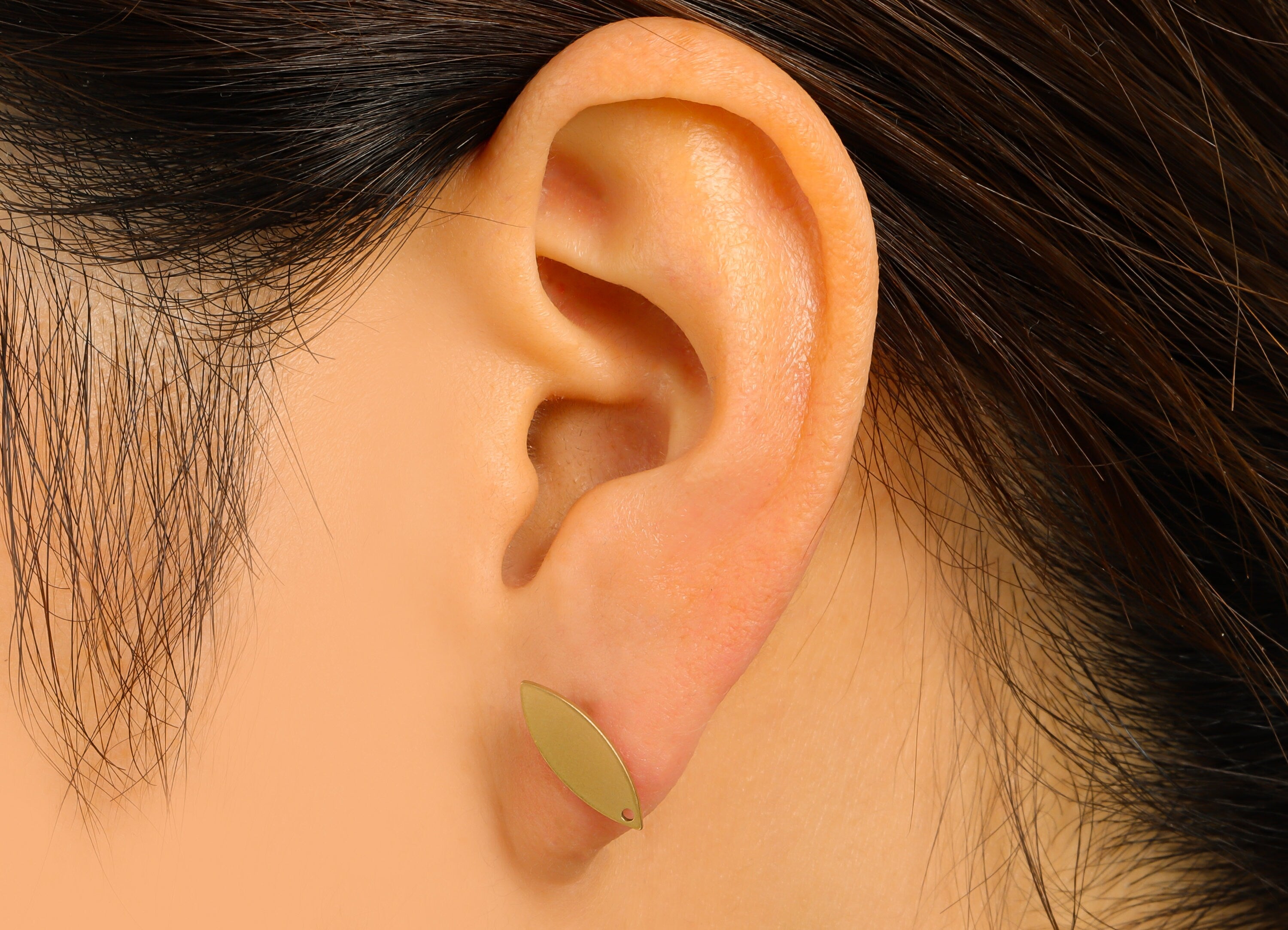 Brass Leaf Earring Stud - Brass Marquise Earring Post - Brass Marquise Earring Post -Earring Post- jewelry supplies -14.58x5x 1.03mm- PP8607 - DOMEDBAZAAR