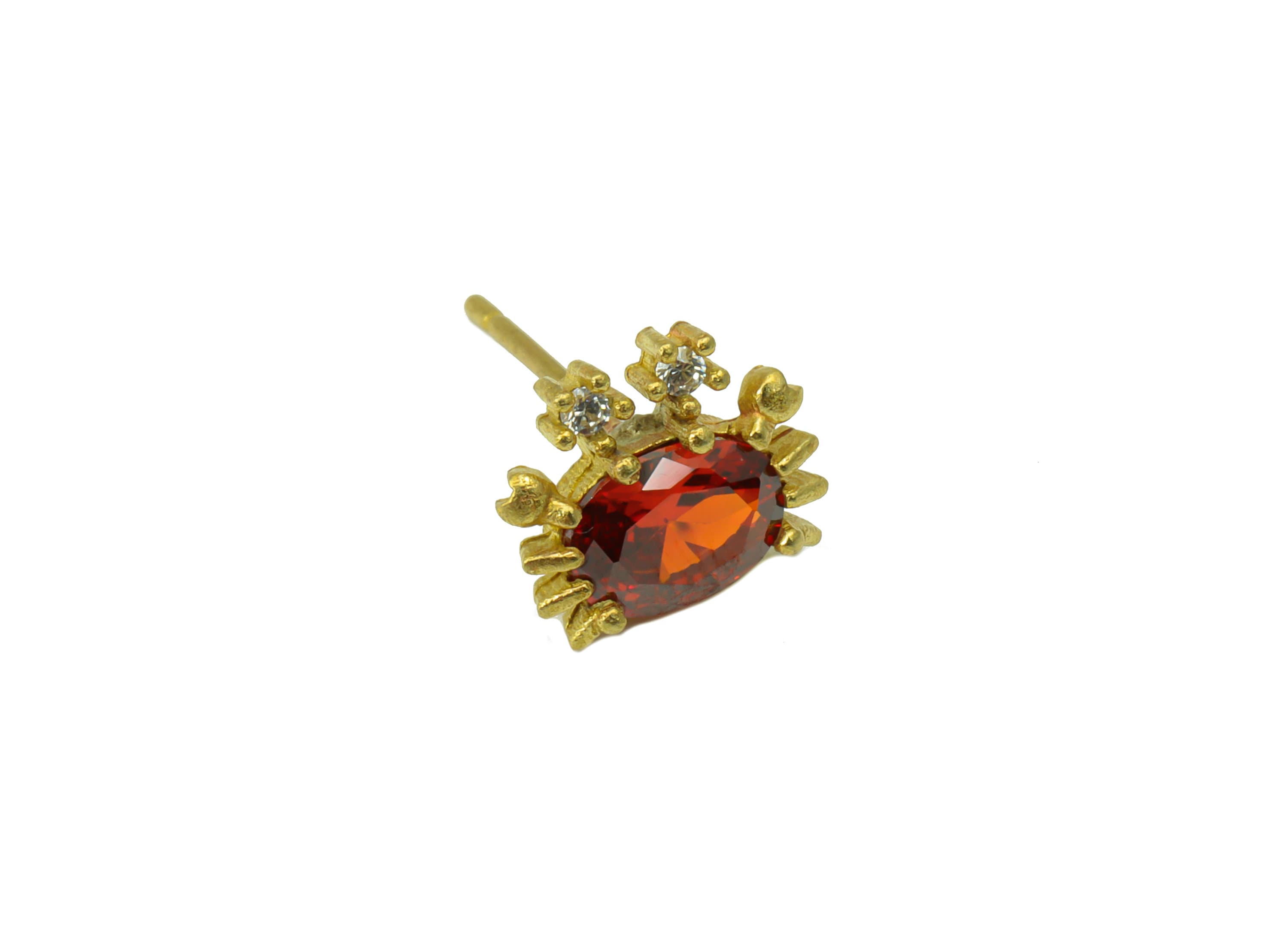 Brass Crab Earring Stud - Red Crab Earring Post - Brass Animal Earring Post - Cubic Zirconia - Earring Post - 8.33x9.92x3.08mm- PP8578 - DOMEDBAZAAR