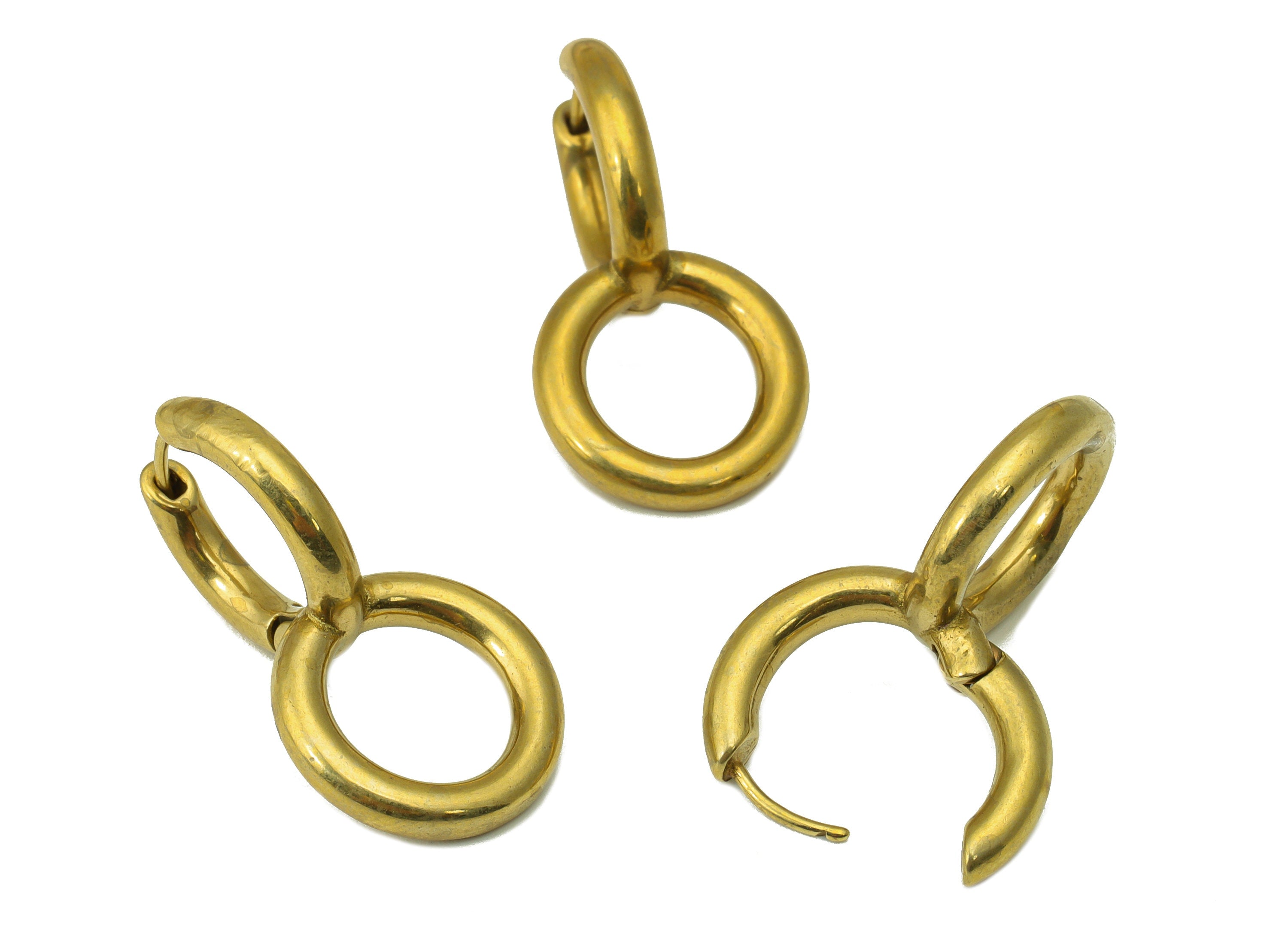 Brass Round Earring Clasp - Raw Brass Hoop Clasp - Brass Link Huggie Hoop Clasp - Brass Double Circle Clasp -Brass 8 Clasp-32x17x3mm- PP8560 - DOMEDBAZAAR