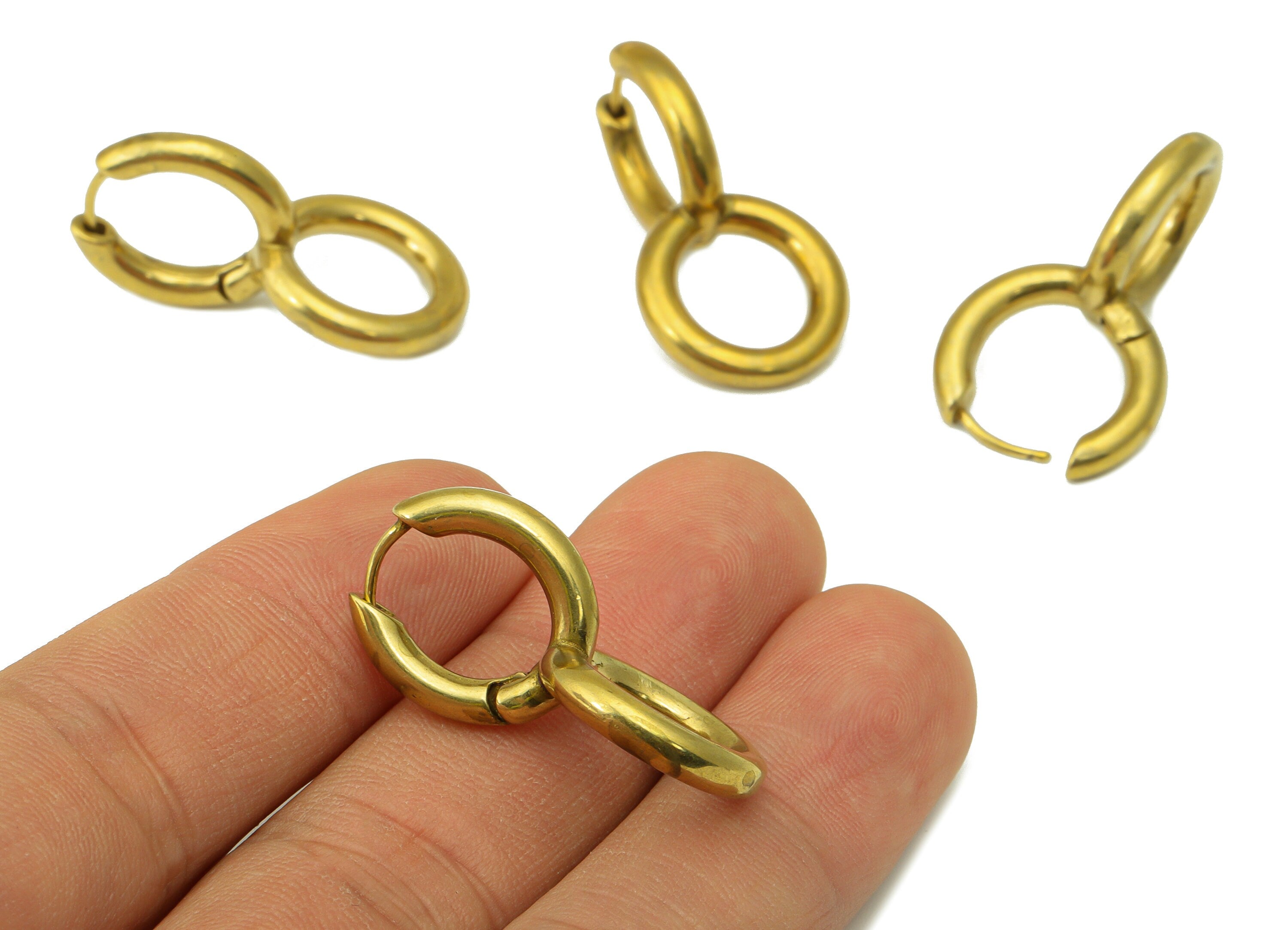Brass Round Earring Clasp - Raw Brass Hoop Clasp - Brass Link Huggie Hoop Clasp - Brass Double Circle Clasp -Brass 8 Clasp-32x17x3mm- PP8560 - DOMEDBAZAAR